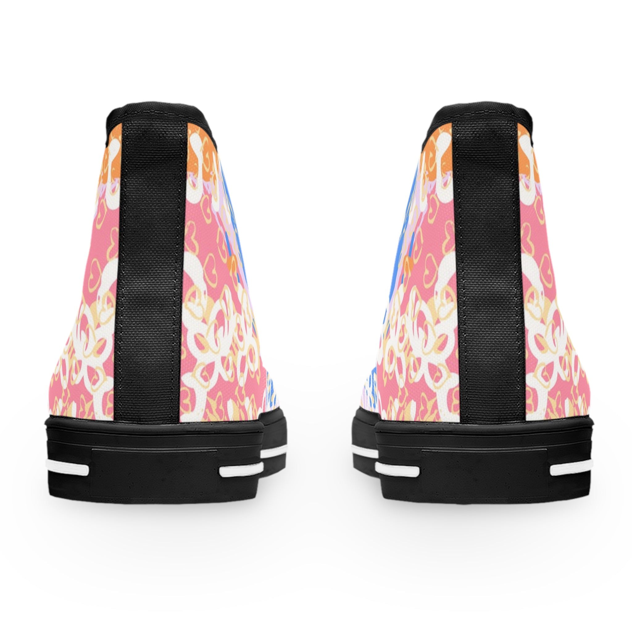 Flowers x Doodles x Hearts Multi-Color Women's High Top Sneakers, Artsulli - Art is Long, Life is Short, Shoes, , , , , , , 