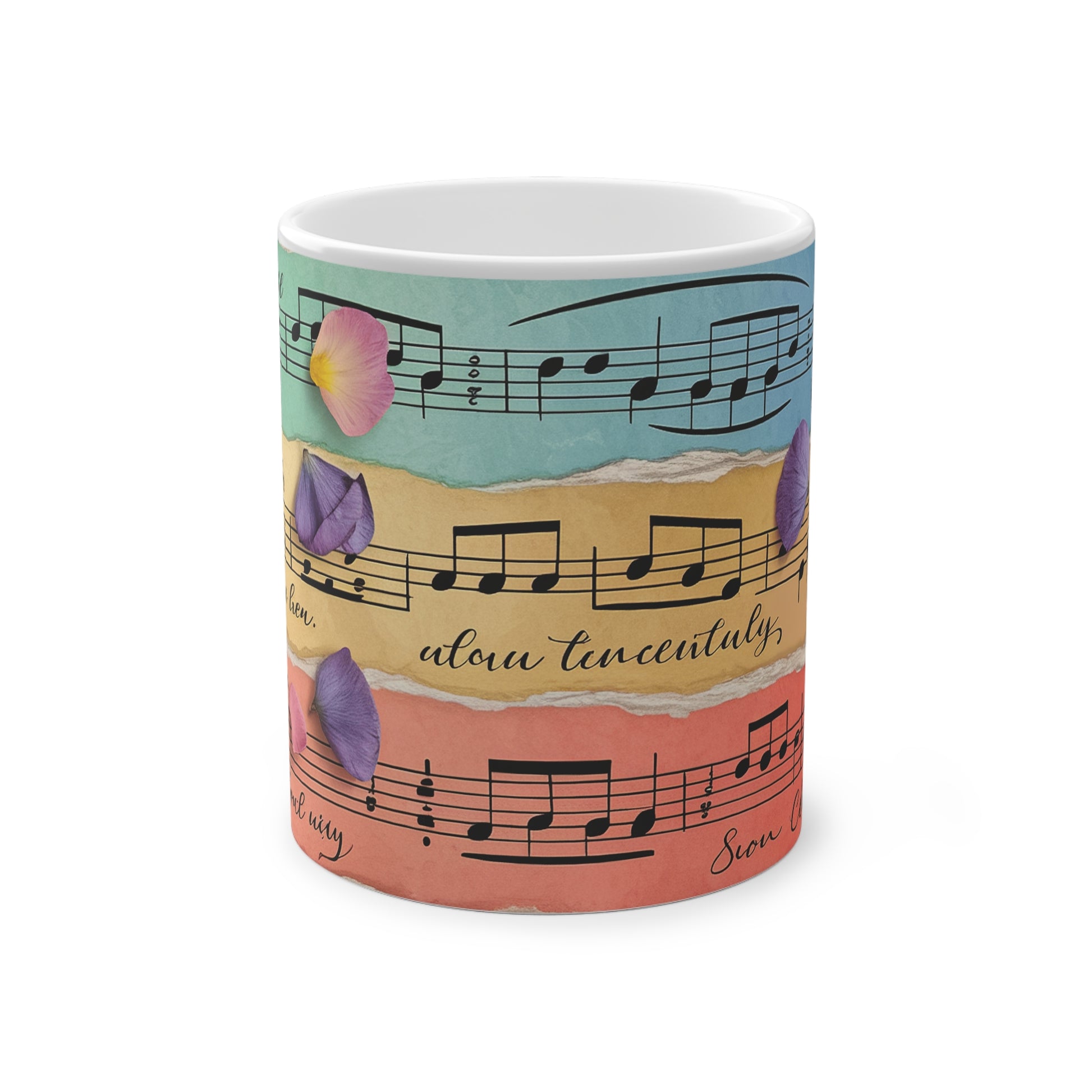 Torn Type Beat Sheet Music Multi-Color Magic Mug, 11oz, Artsulli - Art is Long, Life is Short, Mug, , , , , , , 