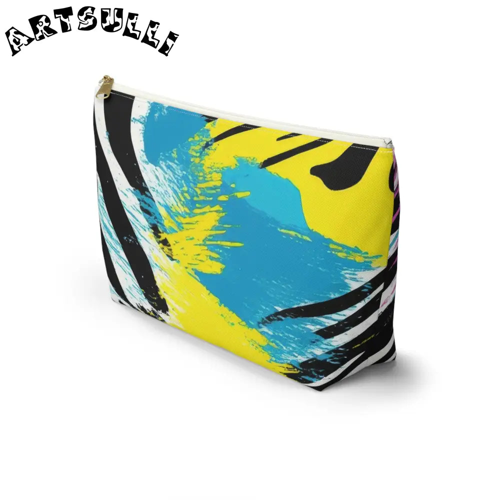 Zebra Stripes x Leapord Print x Paint Splatter Multi-Color Accessory Pouch w T-bottom, Artsulli - Art is Long, Life is Short, Bags, , , , , , , 