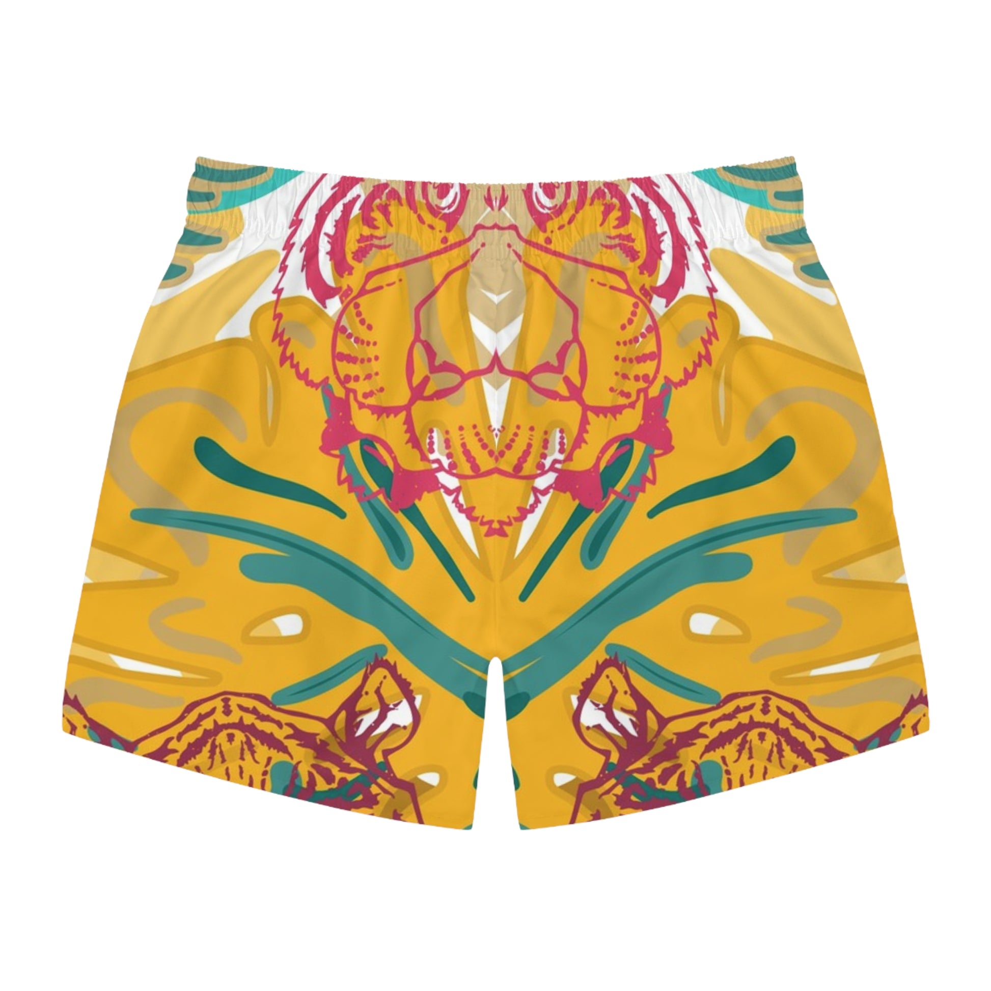 Tropical Jungle Tigers Green and Brown Swim Trunks (AOP), Artsulli - Art is Long, Life is Short, All Over Prints, , , , , , , 