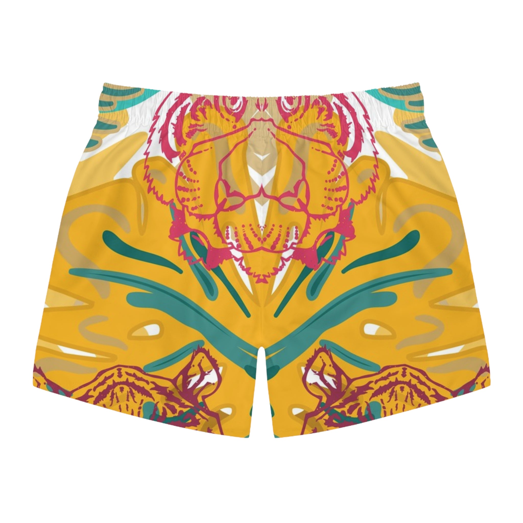 Tropical Jungle Tigers Green and Brown Swim Trunks (AOP), Artsulli - Art is Long, Life is Short, All Over Prints, , , , , , , 