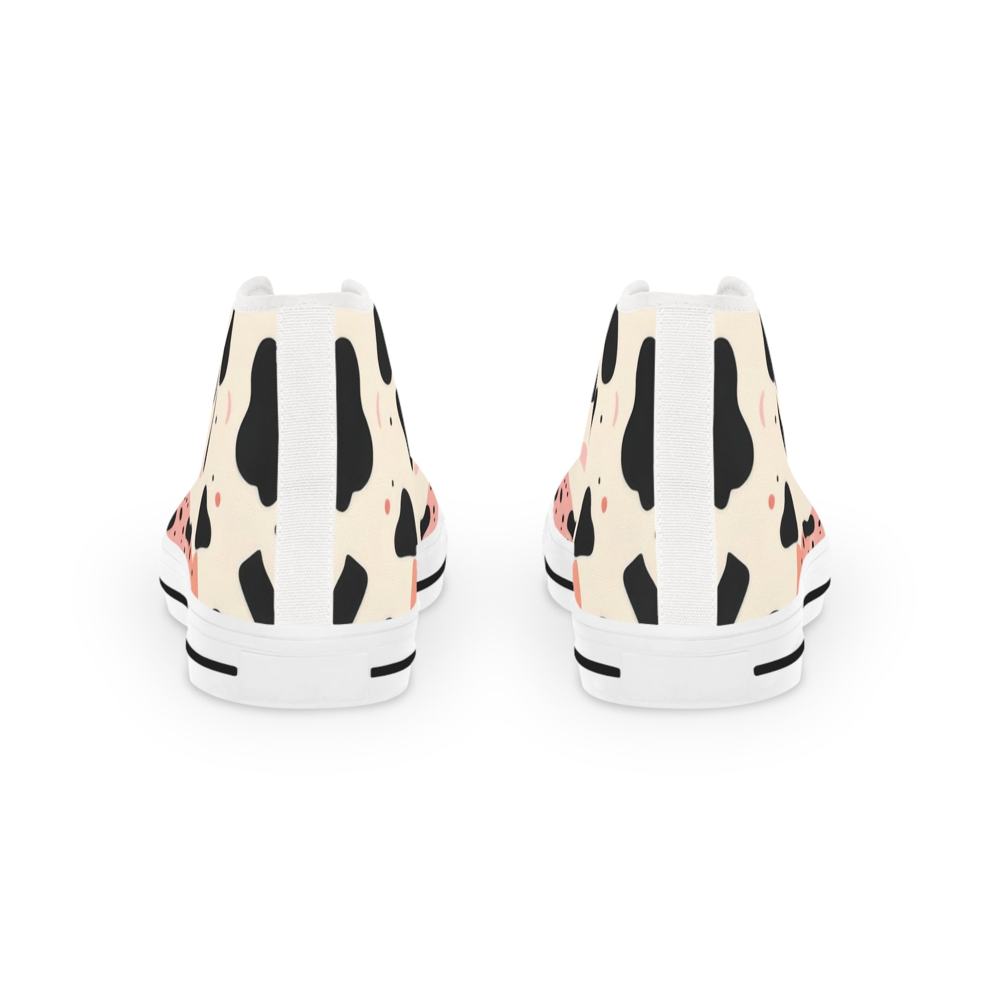 Organic Cow Print Cream and Pink Men's High Top Sneakers, Artsulli - Art is Long, Life is Short, Shoes, , , , , , , 
