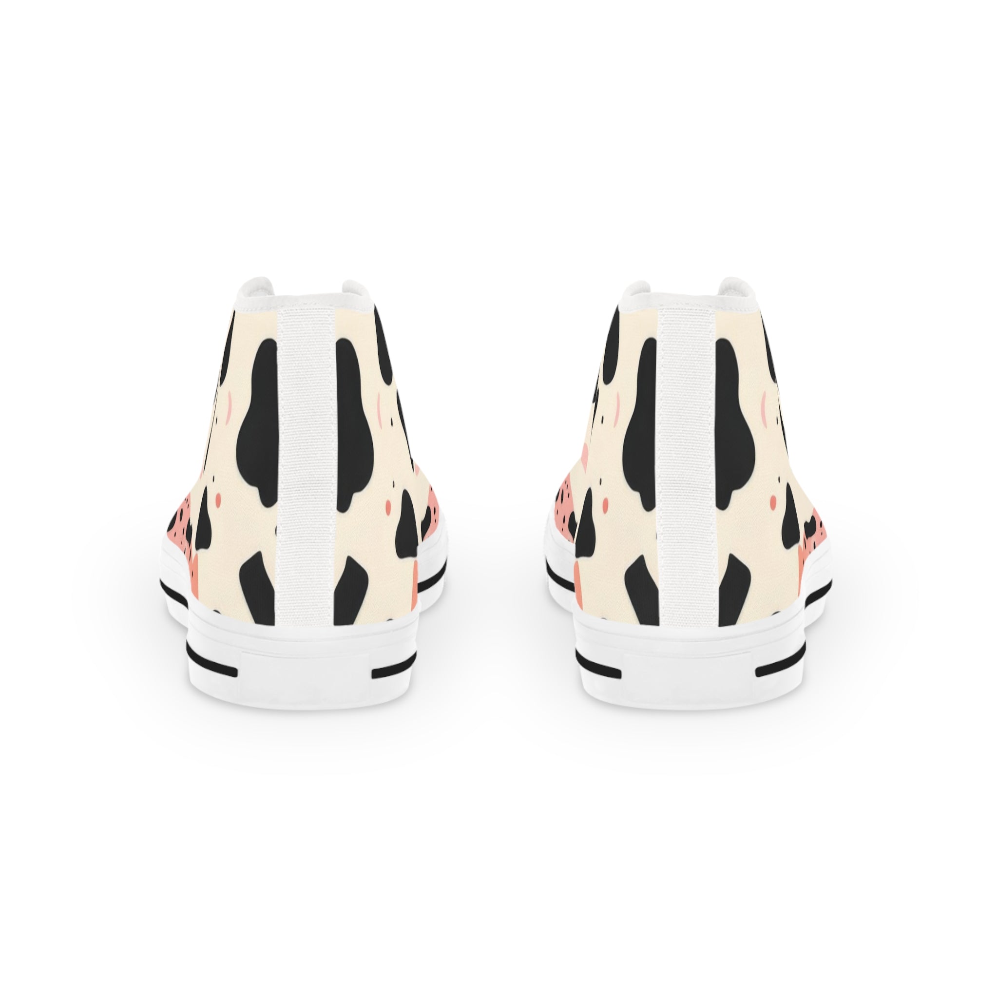 Organic Cow Print Cream and Pink Men's High Top Sneakers, Artsulli - Art is Long, Life is Short, Shoes, , , , , , , 