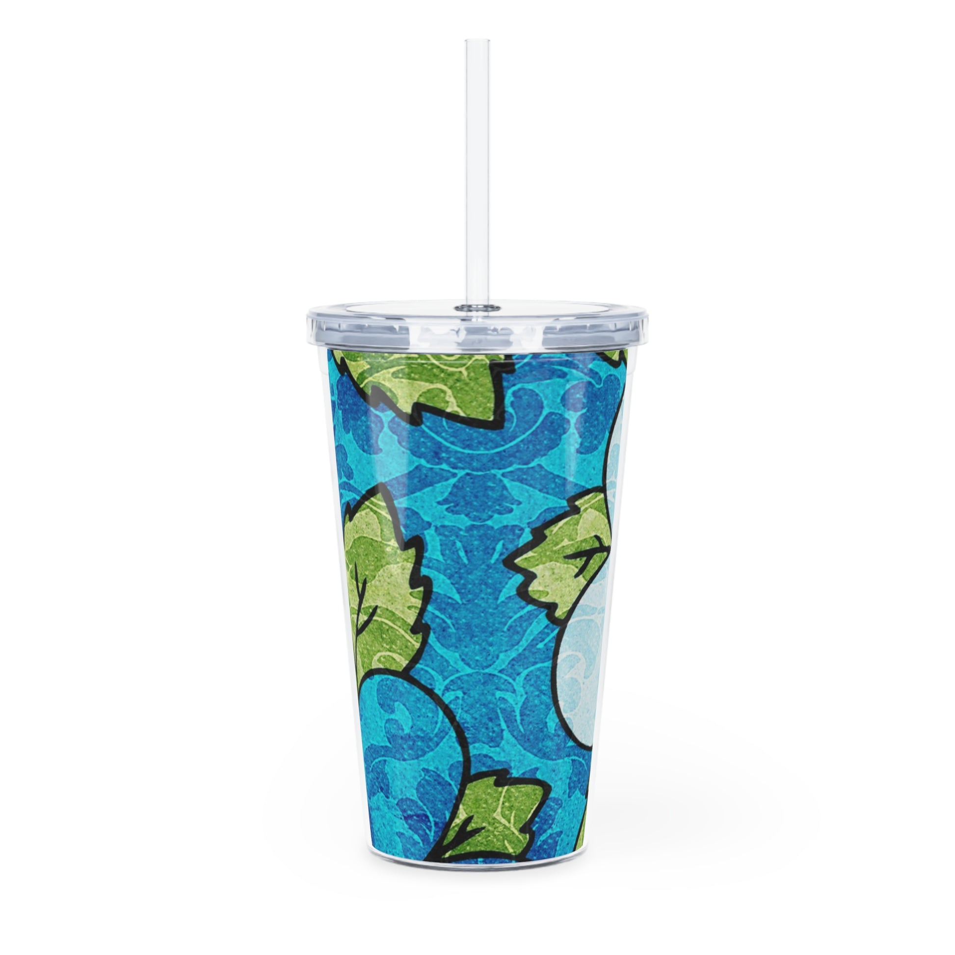 Blue Orange Groovy Plastic Tumbler with Straw, Artsulli - Art is Long, Life is Short, Mug, , , , , , , 