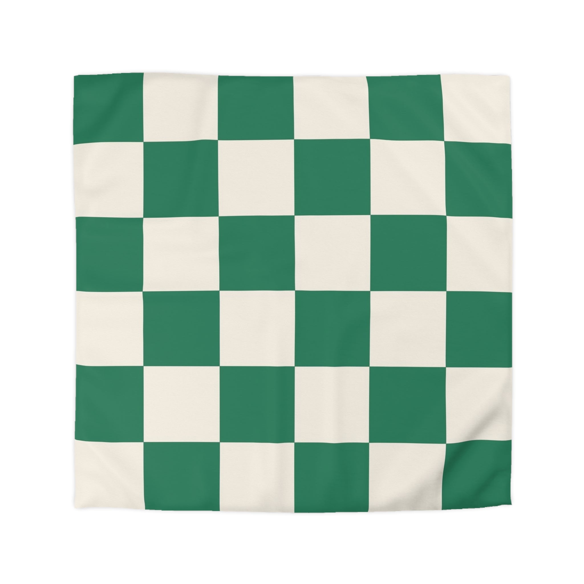 Checkerboard Dark Green Microfiber Duvet Cover, Artsulli - Art is Long, Life is Short, Home Decor, Size, Queen, Color, White, , , 98210154020067078498