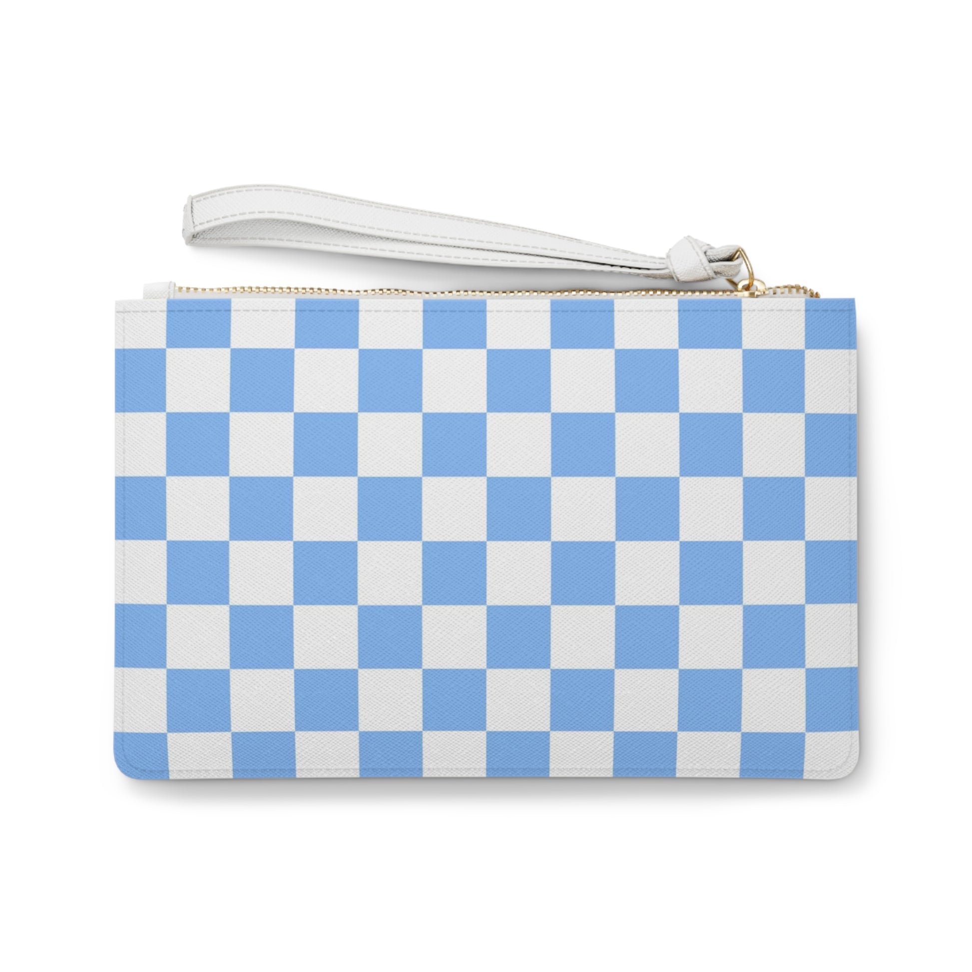 Checkerboard White and Light Blue Clutch Bag, Artsulli - Art is Long, Life is Short, Bags, , , , , , , 