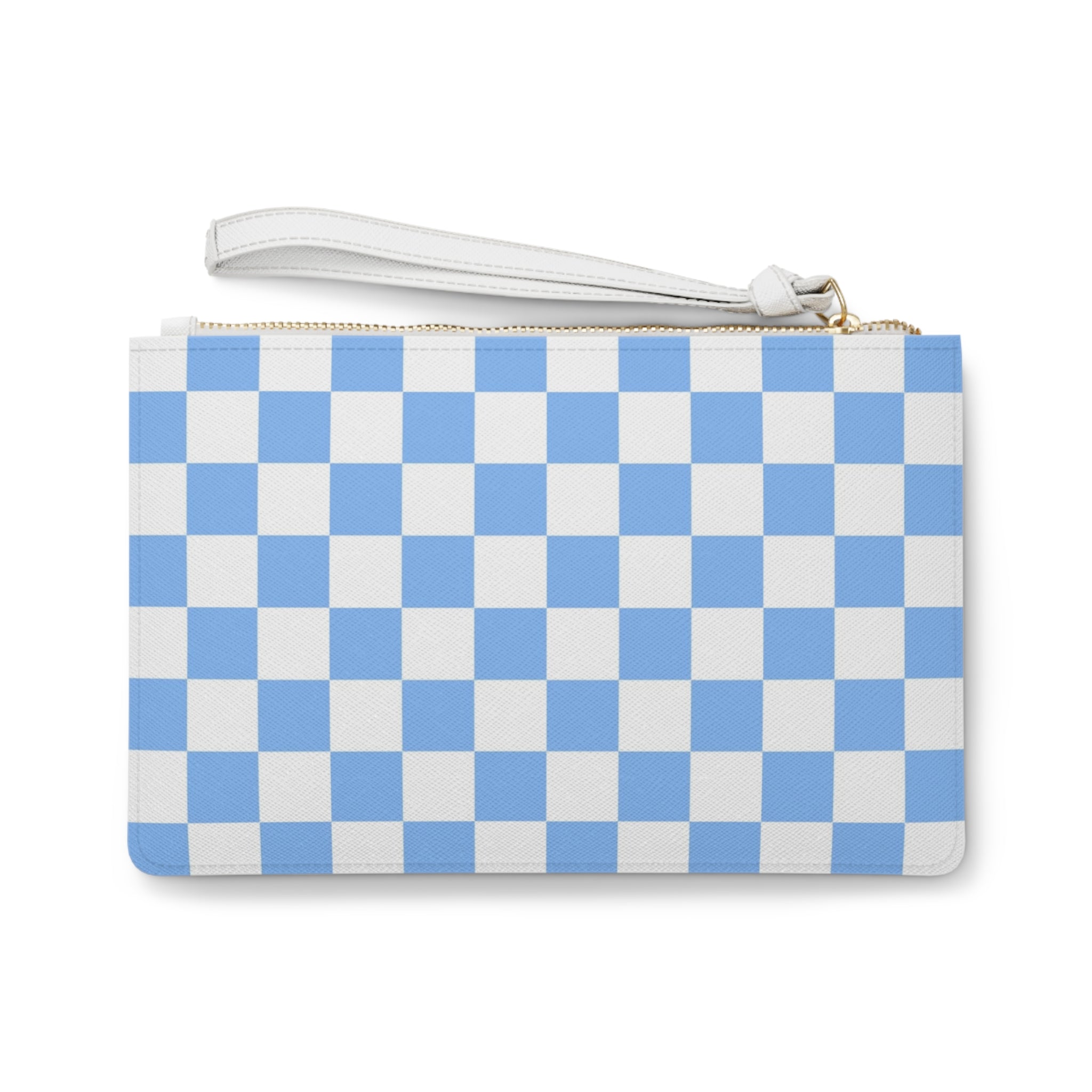 Checkerboard White and Light Blue Clutch Bag, Artsulli - Art is Long, Life is Short, Bags, , , , , , , 