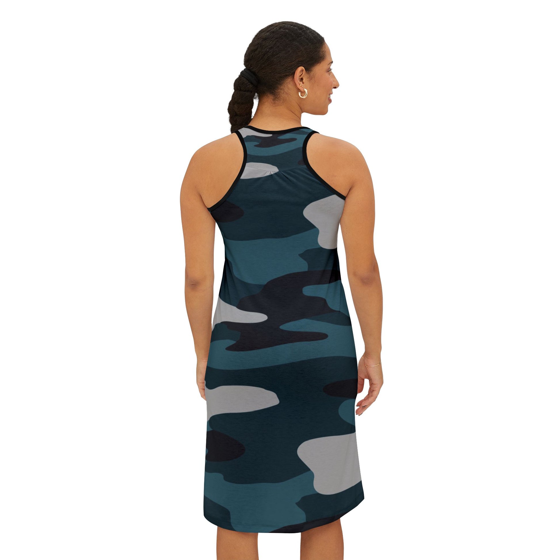 Blue Camouflage Women's Racerback Dress (AOP), Artsulli - Art is Long, Life is Short, Tank Top, , , , , , , 