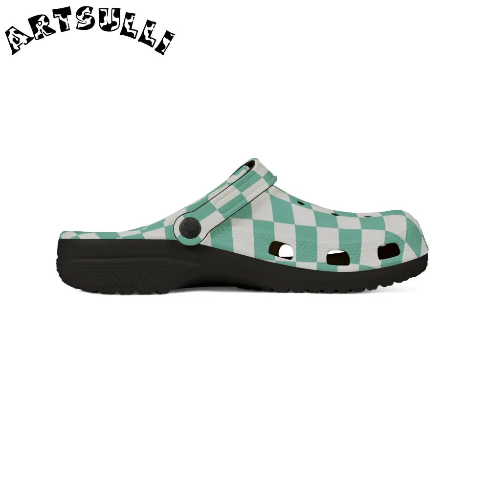JAKKOUTTHEBXX Checkerboard Light Green EVA Foam Rubber Shoes (AOP)