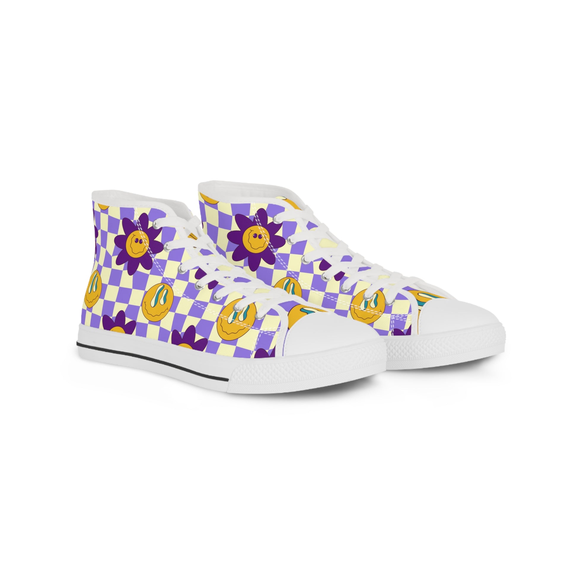 Trippy Flower Power Motifs II Men's High Top Sneakers, Artsulli - Art is Long, Life is Short, Shoes, Size, US 5, Color, White sole, , , 13651612635600