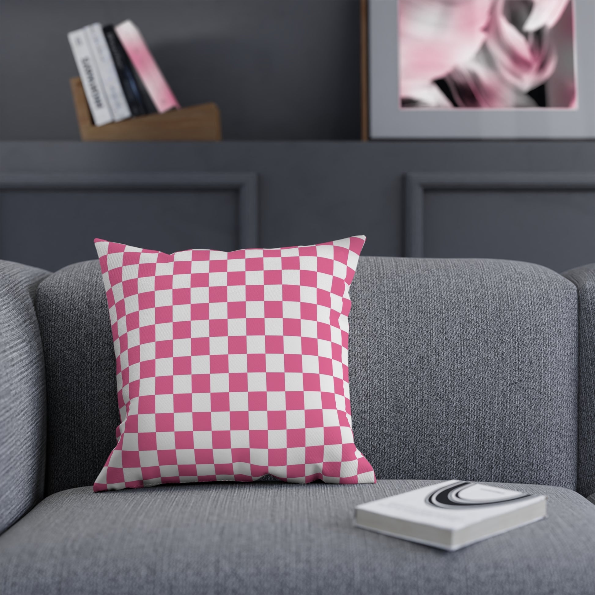 Yuyushiki Pink Check Cushion, Artsulli - Art is Long, Life is Short, Home Decor, , , , , , , 