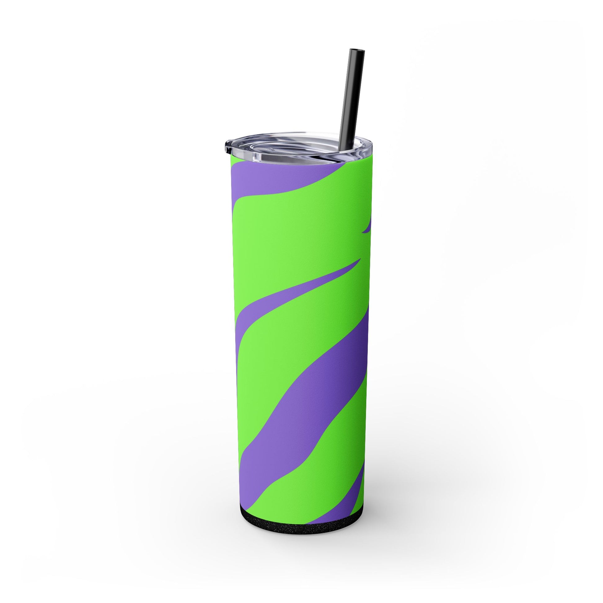 Tyrannosaurus Print Green and Purple Skinny Tumbler with Straw, 20oz, Artsulli - Art is Long, Life is Short, Mug, , , , , , , 