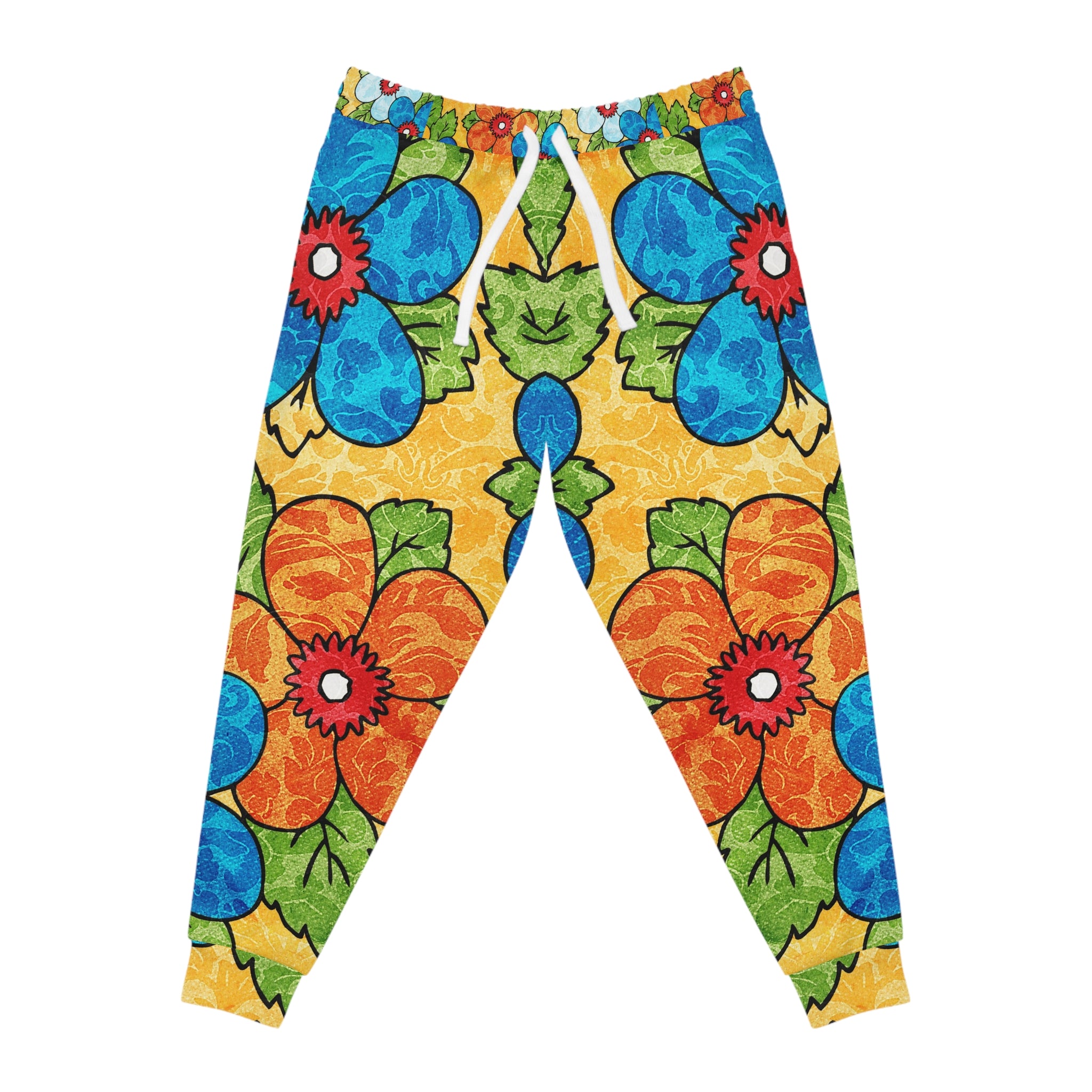 Groovy Yellow Floral Kl II Athletic Joggers (AOP), Artsulli - Art is Long, Life is Short, All Over Prints, Size, S, Color, Seam thread color automatically matched to design, , , 73631708558704576055