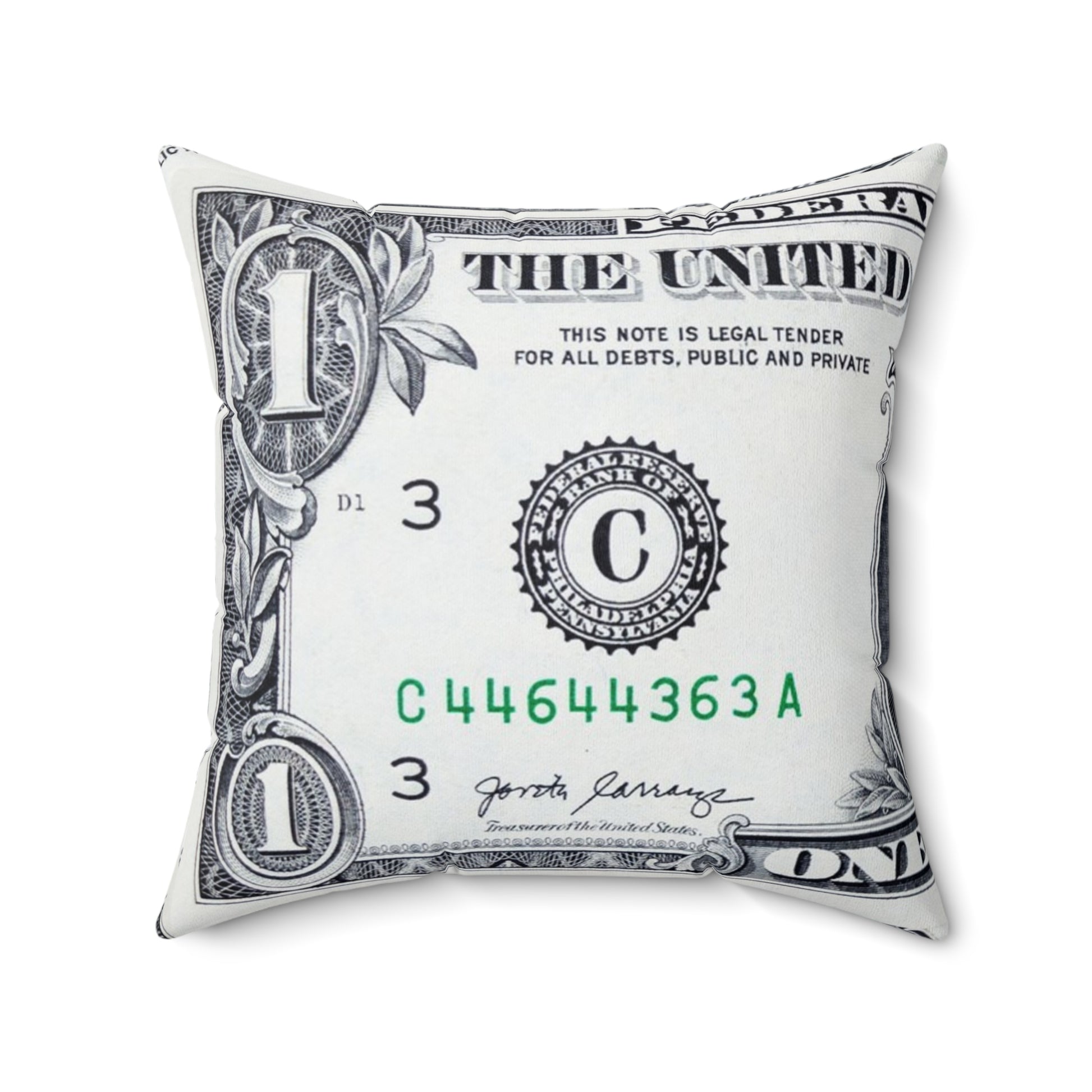 Money Collage Spun Polyester Square Pillow, Artsulli - Art is Long, Life is Short, Home Decor, Size, 20" × 20", , , , , 83546801043531