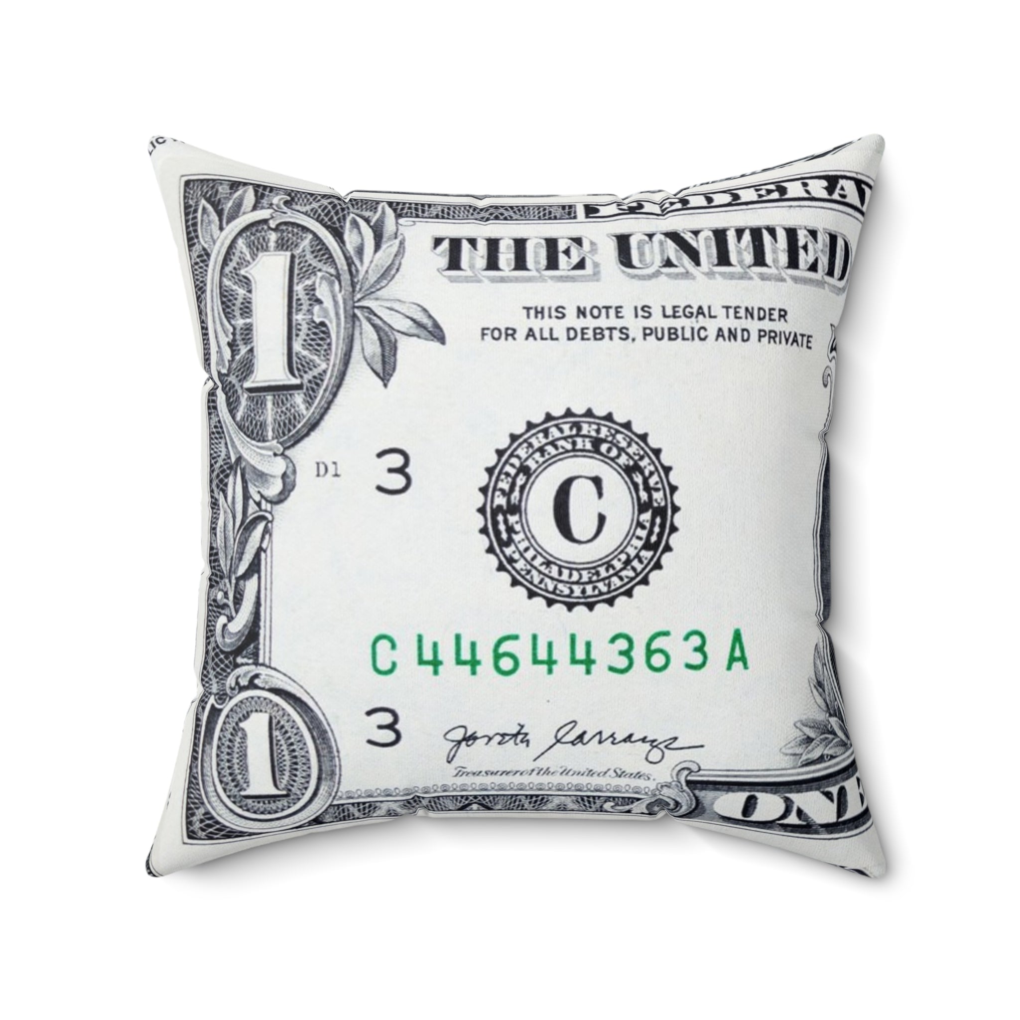 Money Collage Spun Polyester Square Pillow, Artsulli - Art is Long, Life is Short, Home Decor, Size, 20" × 20", , , , , 83546801043531