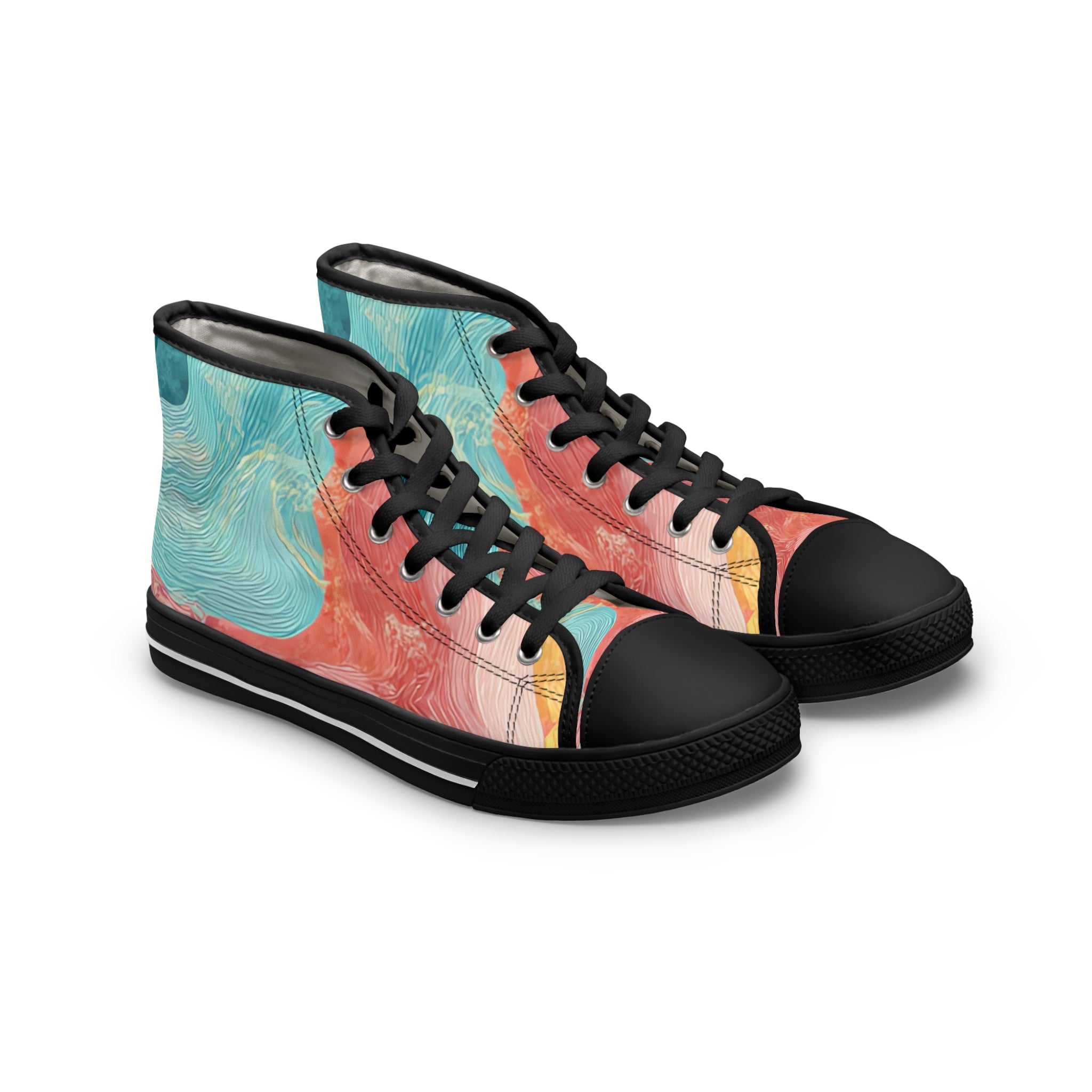 Liquid Marble Spill Women's High Top Sneakers, Artsulli - Art is Long, Life is Short, Shoes, Size, US 5.5, Color, Black sole, , , 10428897451761551950