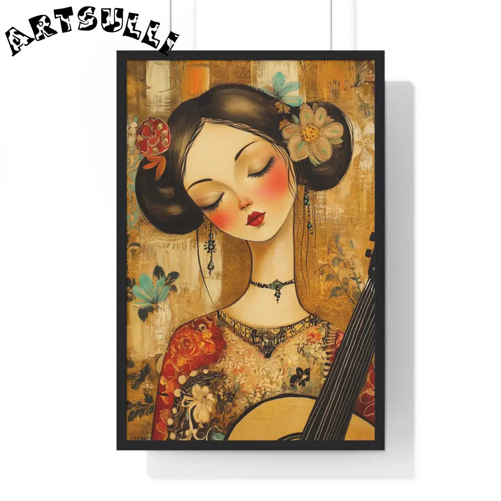 Woman With A Guitar Vertical Framed Poster, Artsulli - Art is Long, Life is Short, Poster, Size, 20" x 30", Color, Black, , , 35571257273027565512