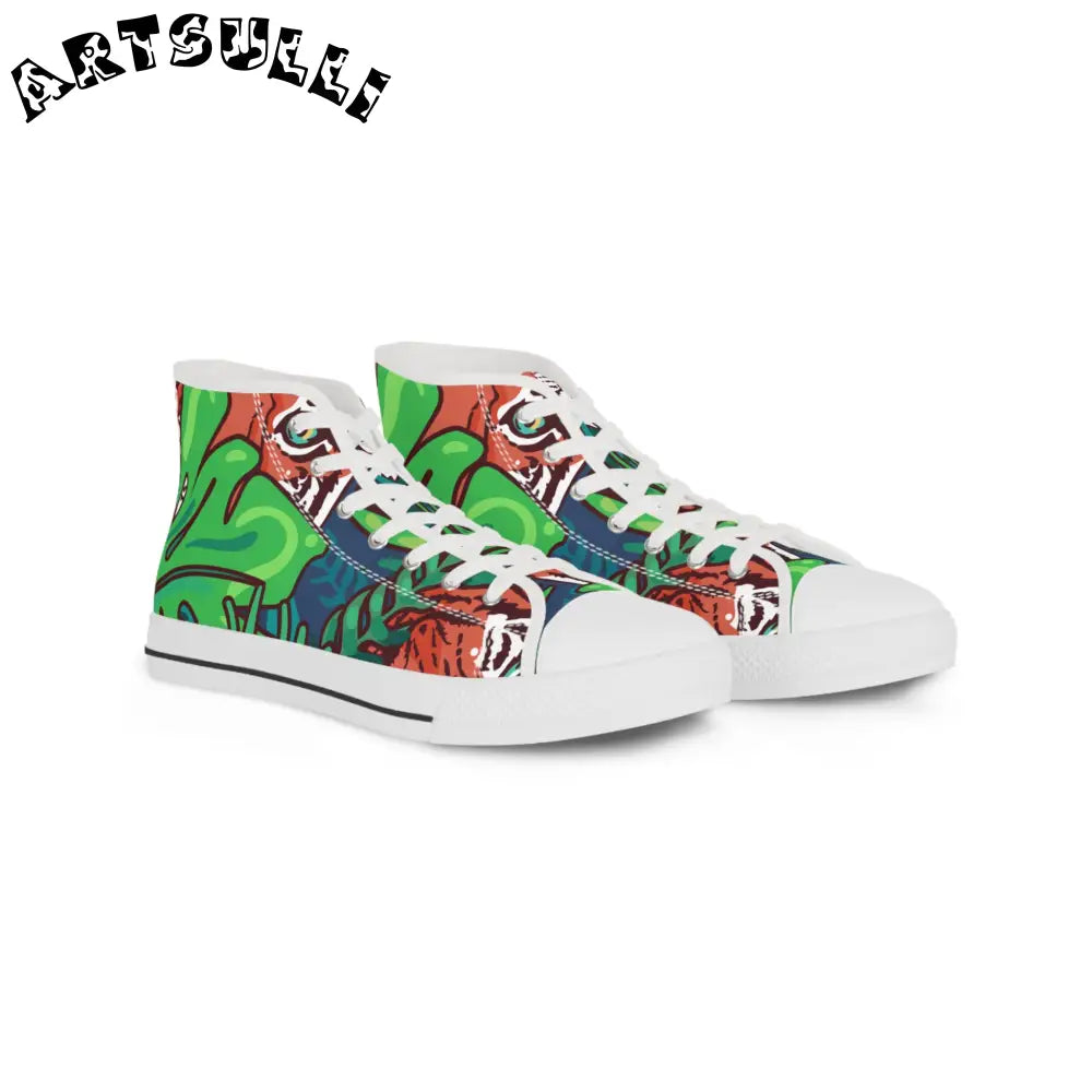 JAKKOUTTHEBXX Tropical Jungle Tigers Green and Blue Men’s High Top