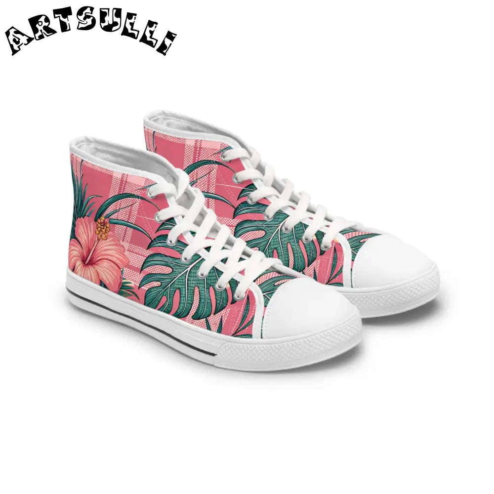 JAKKOUTTHEBXX Plaid x Floral II Pink and Green Women’s High Top