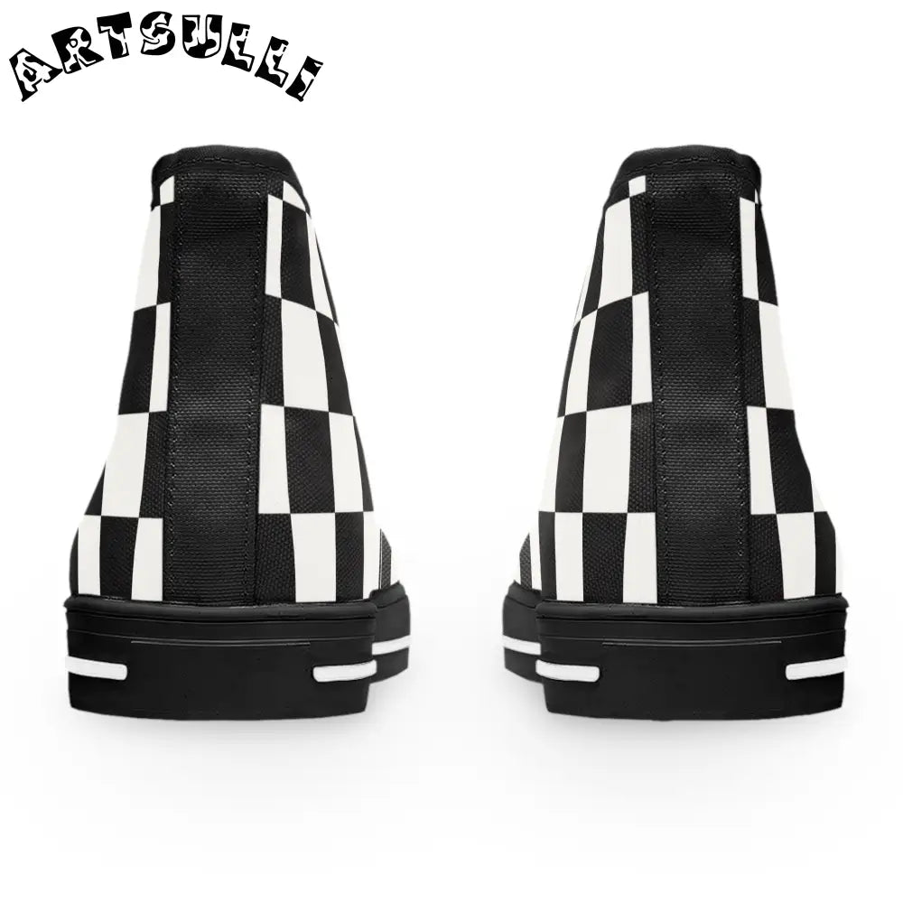 JAKKOUTTHEBXX Checkerboard Black and White Women’s High Top Sneakers