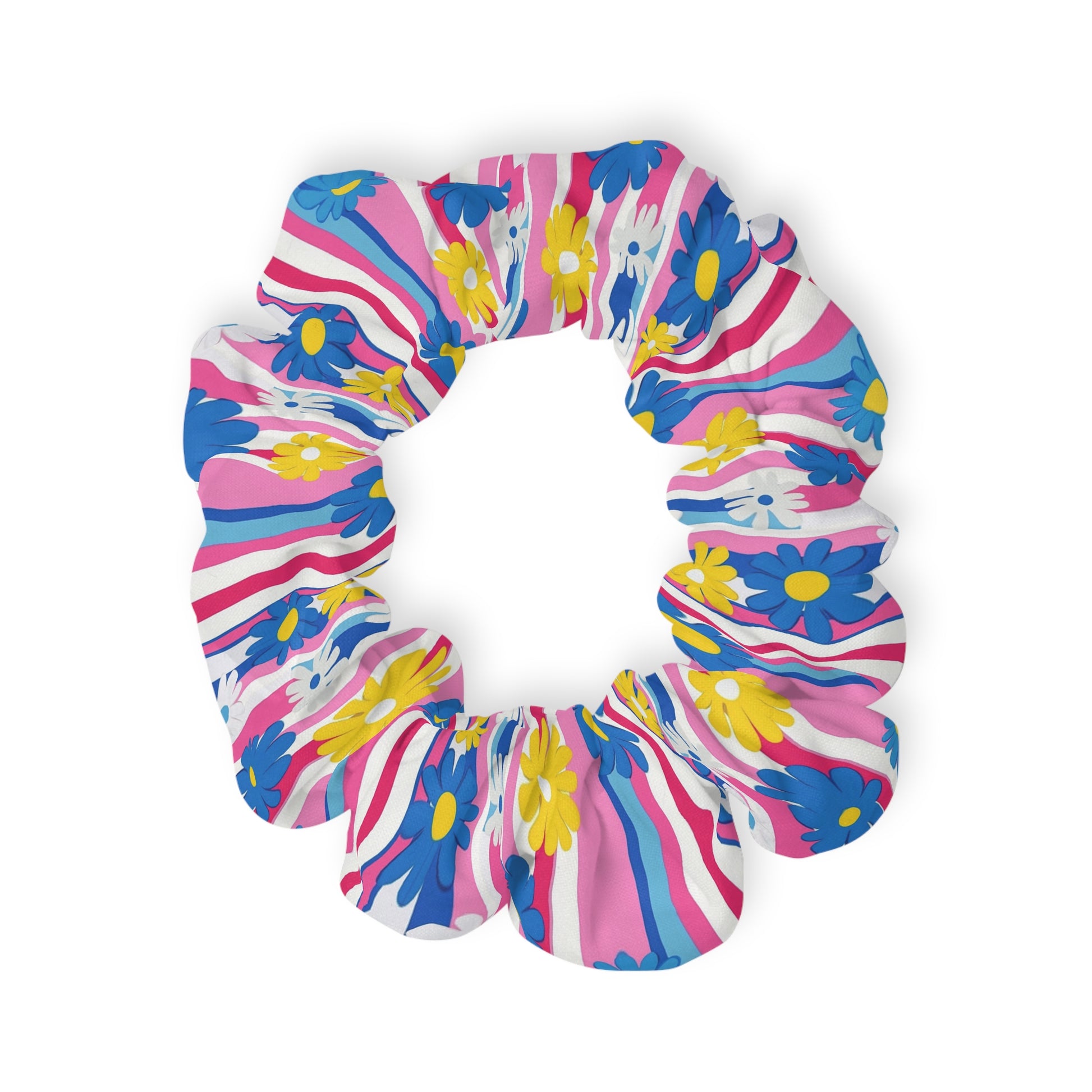 Flowers x Stripes Multi-Color Scrunchie, Artsulli - Art is Long, Life is Short, Accessories, Size, 4'' × 4'', , , , , 56263878721931