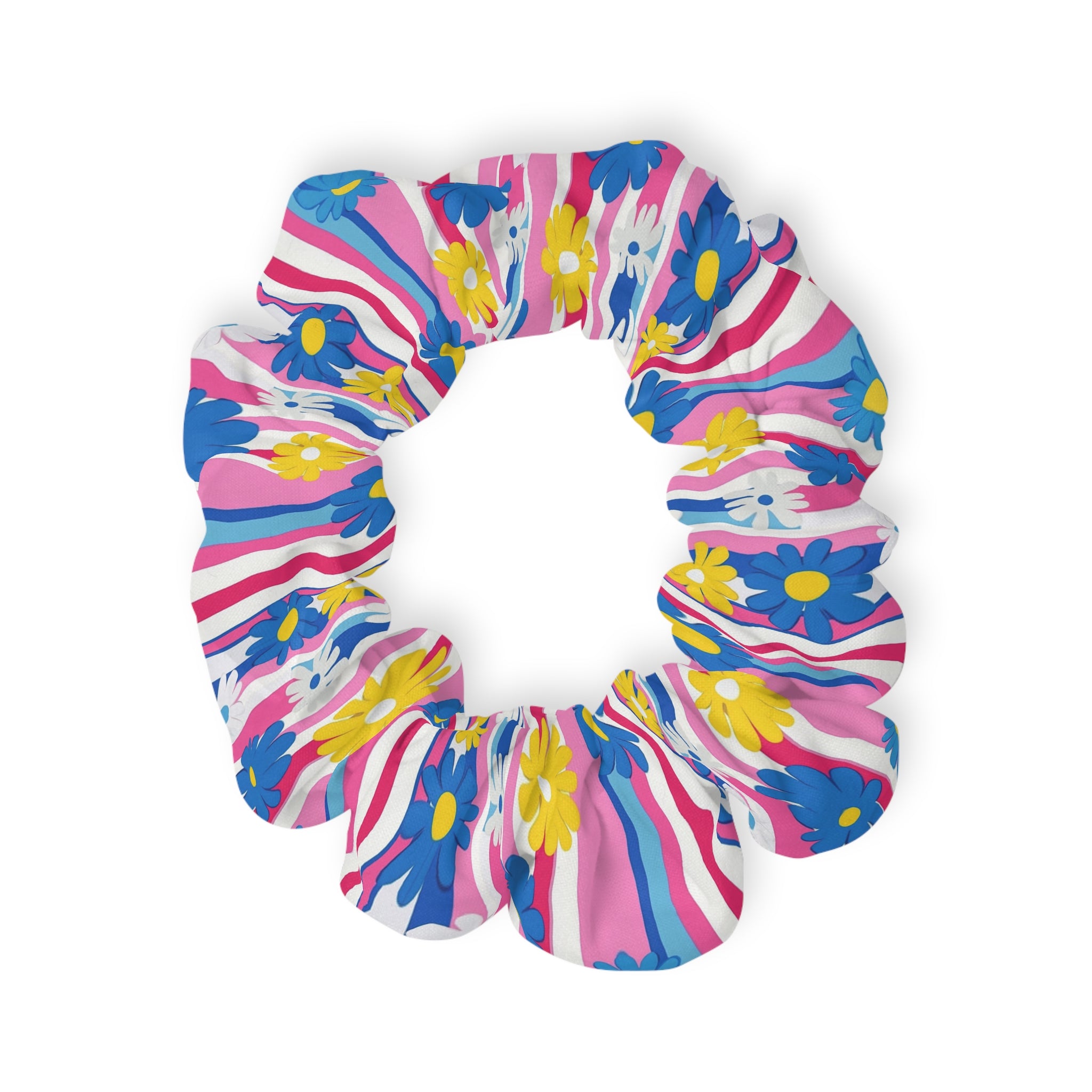 Flowers x Stripes Multi-Color Scrunchie, Artsulli - Art is Long, Life is Short, Accessories, Size, 4'' × 4'', , , , , 56263878721931
