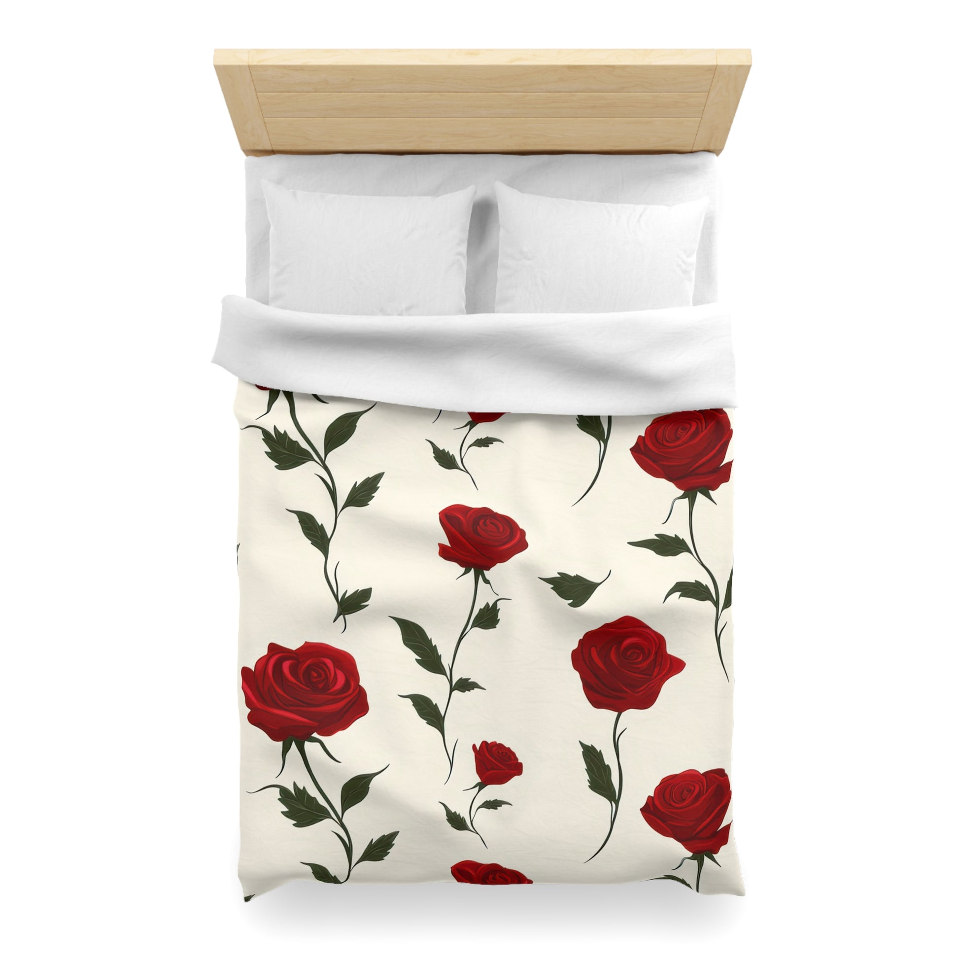 Red Roses Microfiber Duvet Cover, Artsulli - Art is Long, Life is Short, Home Decor, , , , , , , 