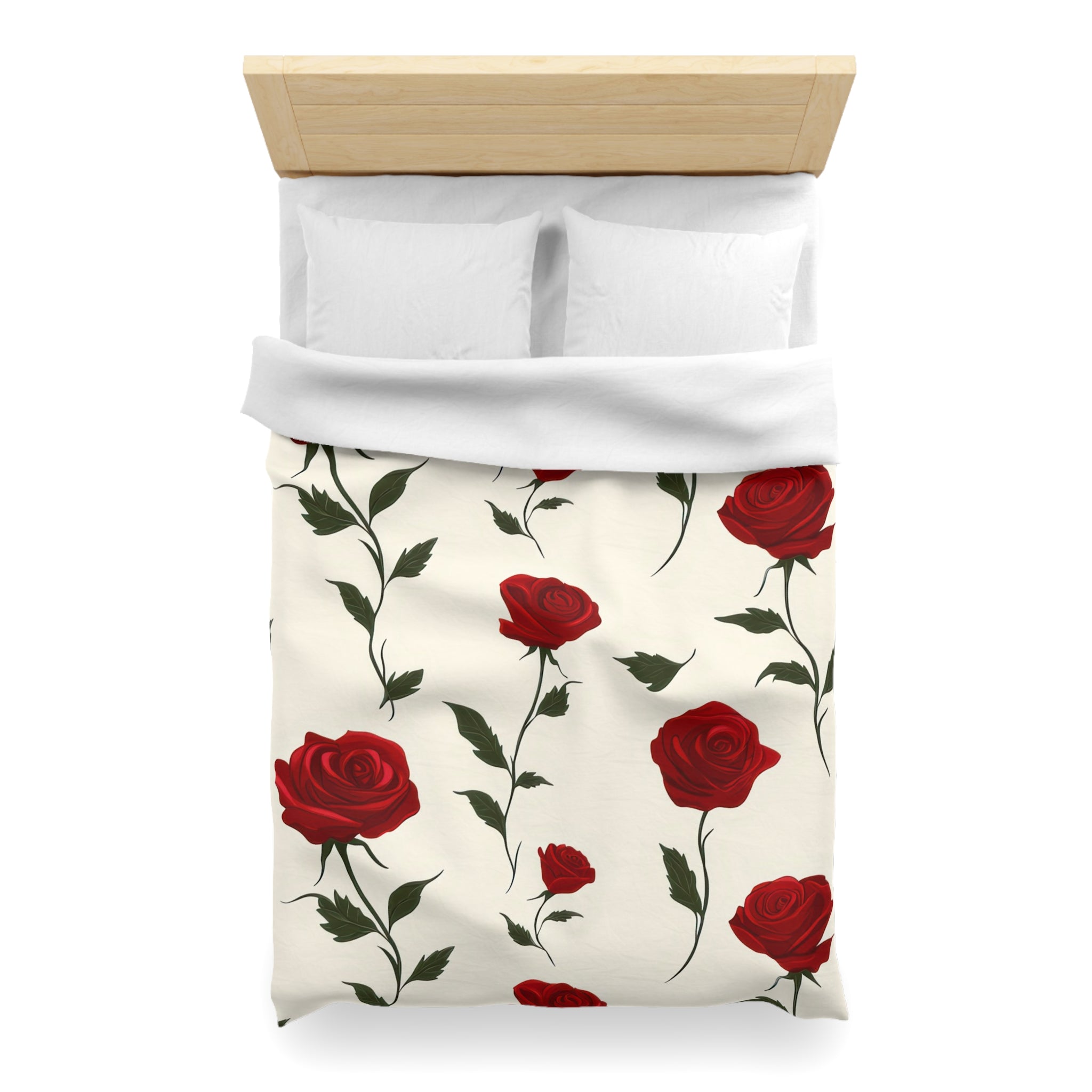 Red Roses Microfiber Duvet Cover, Artsulli - Art is Long, Life is Short, Home Decor, , , , , , , 