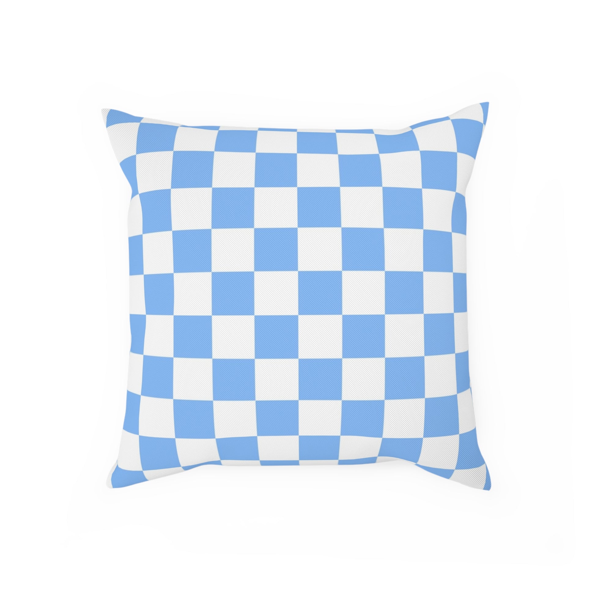 Checkerboard White and Light Blue Cushion, Artsulli - Art is Long, Life is Short, Home Decor, Size, 15.7" × 15.7", , , , , 27003040233365019505