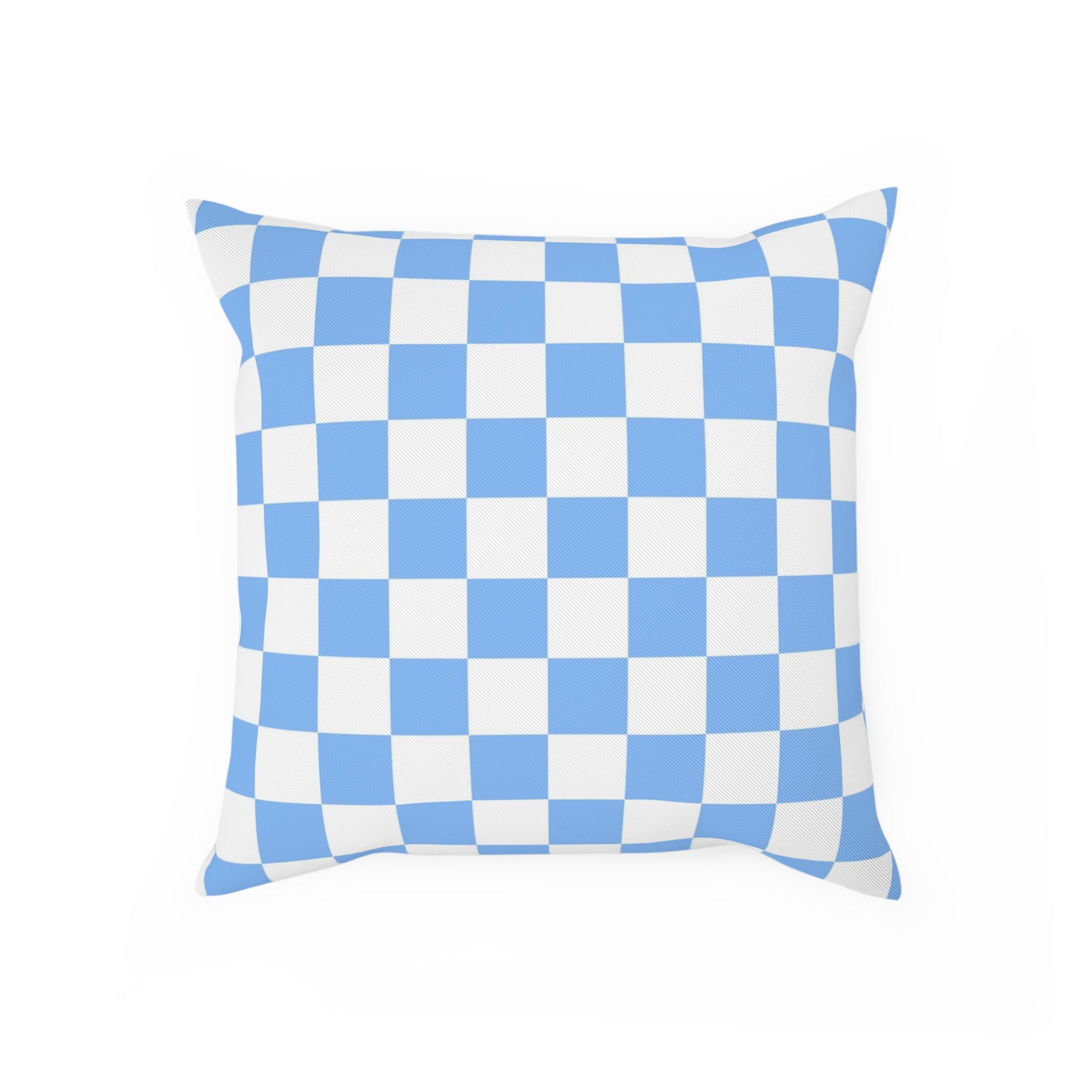 Checkerboard White and Light Blue Cushion, Artsulli - Art is Long, Life is Short, Home Decor, Size, 15.7" × 15.7", , , , , 27003040233365019505