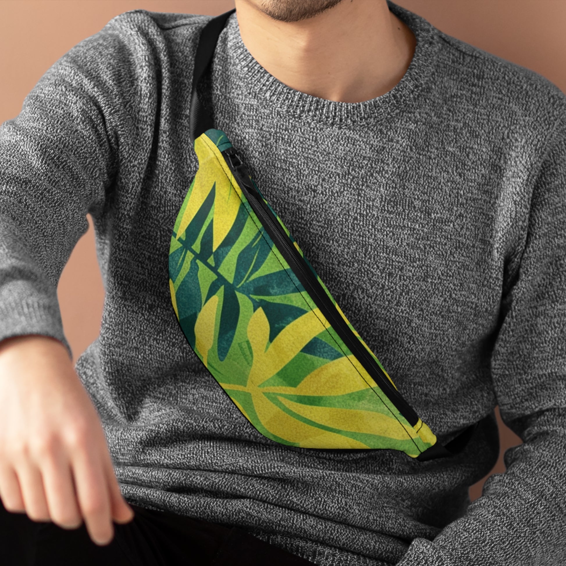 Green Leaf x Yellow Leaf x Tropical x Jungle Fanny Pack, Artsulli - Art is Long, Life is Short, Bags, , , , , , , 