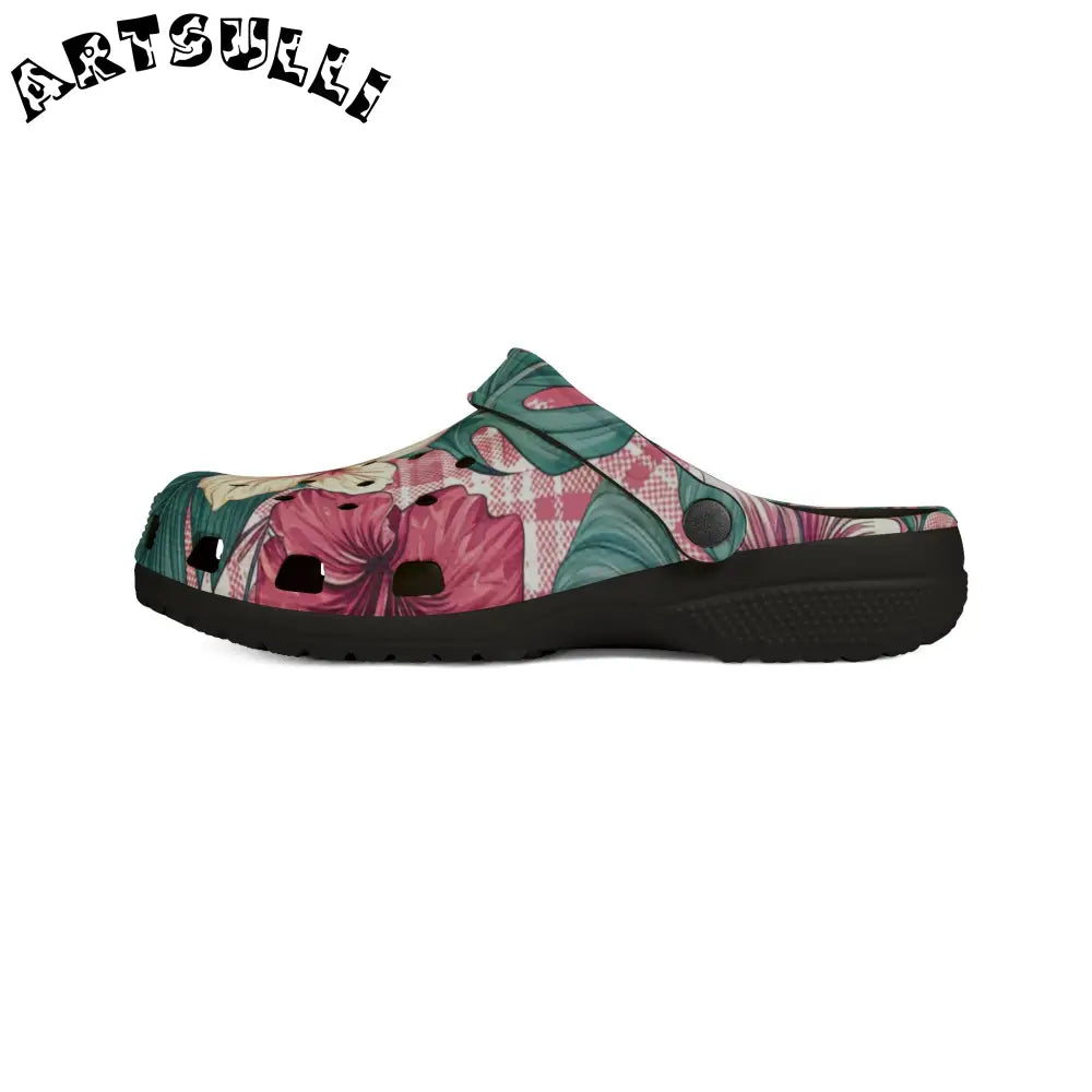 JAKKOUTTHEBXX Plaid x Floral Burgundy and Green EVA Foam Rubber