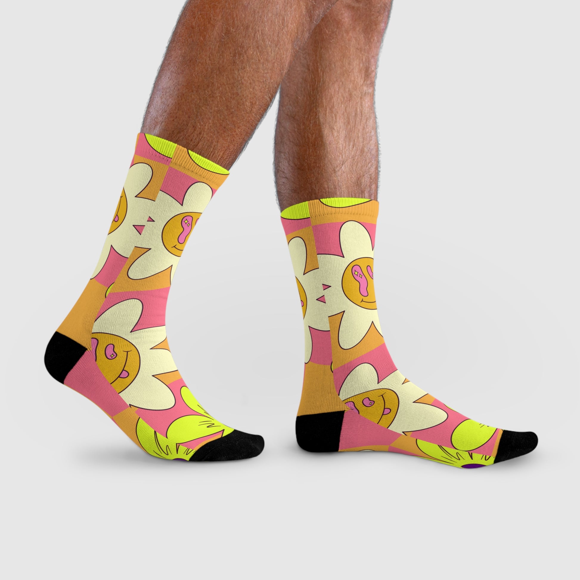 Trippy Sour Face Rave Sublimation Crew Socks (EU), Artsulli - Art is Long, Life is Short, All Over Prints, , , , , , , 