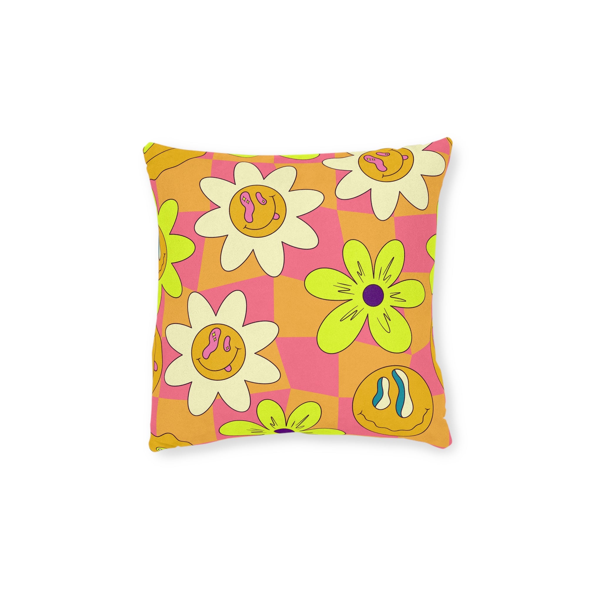 Trippy Sour Face Rave Square Pillow, Artsulli - Art is Long, Life is Short, Home Decor, Size, 12" × 12", , , , , 13954352049705