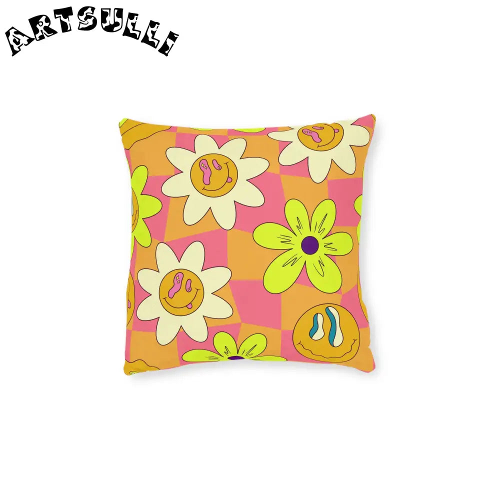JAKKOUTTHEBXX Trippy Sour Face Rave Square Pillow JAKKOUTTHEBXX