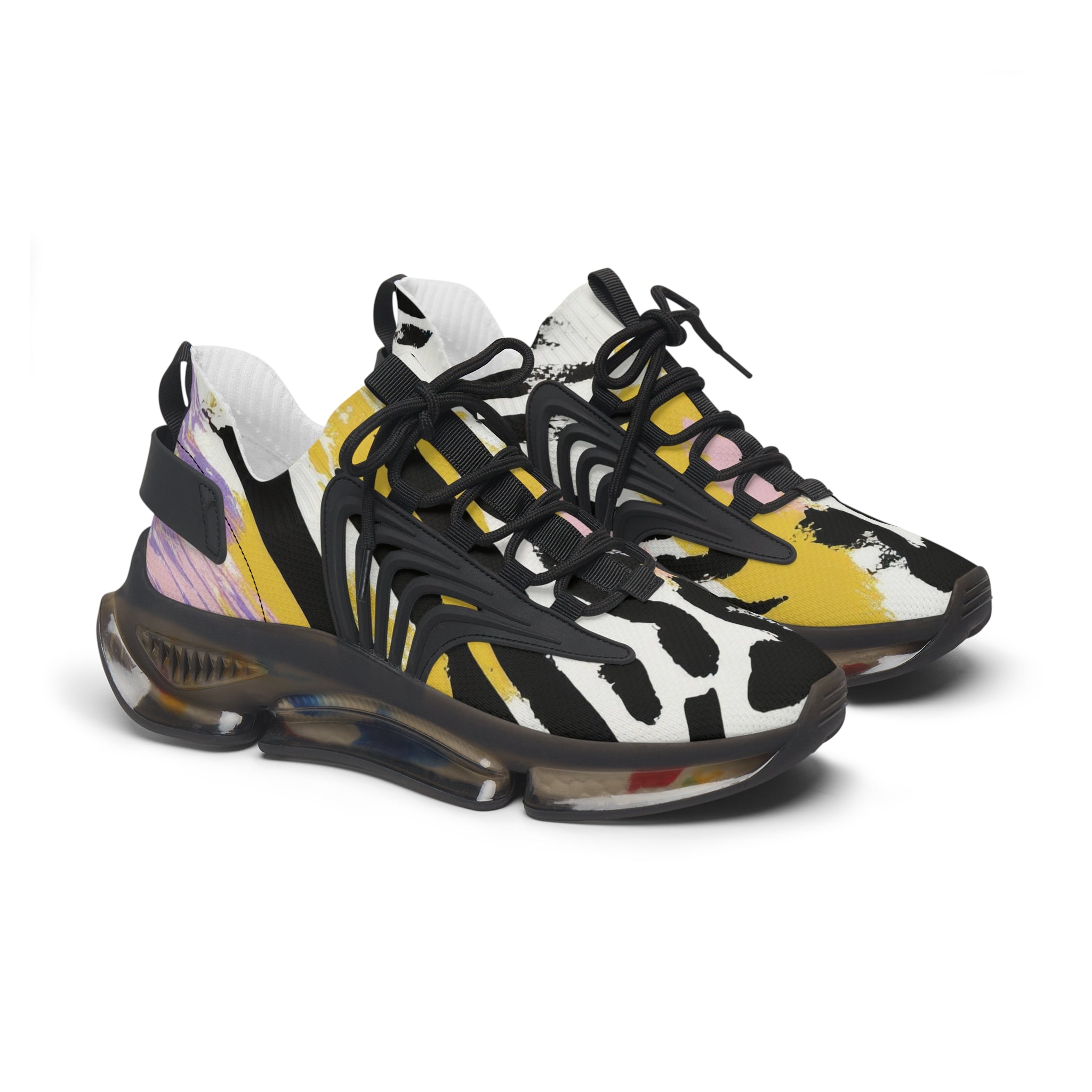Wild Zebra Stripes x Paint Brush Strokes Multi-Color II Women's Mesh Sneakers, Artsulli - Art is Long, Life is Short, Shoes, Color, Black sole, Size, US 5.5, , , 15822804089258