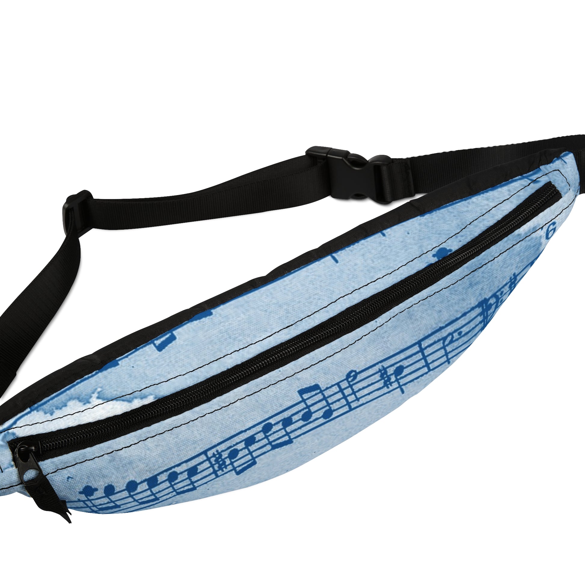 Drip Spill Type Beat Sheet Music Blue Fanny Pack, Artsulli - Art is Long, Life is Short, Bags, , , , , , , 