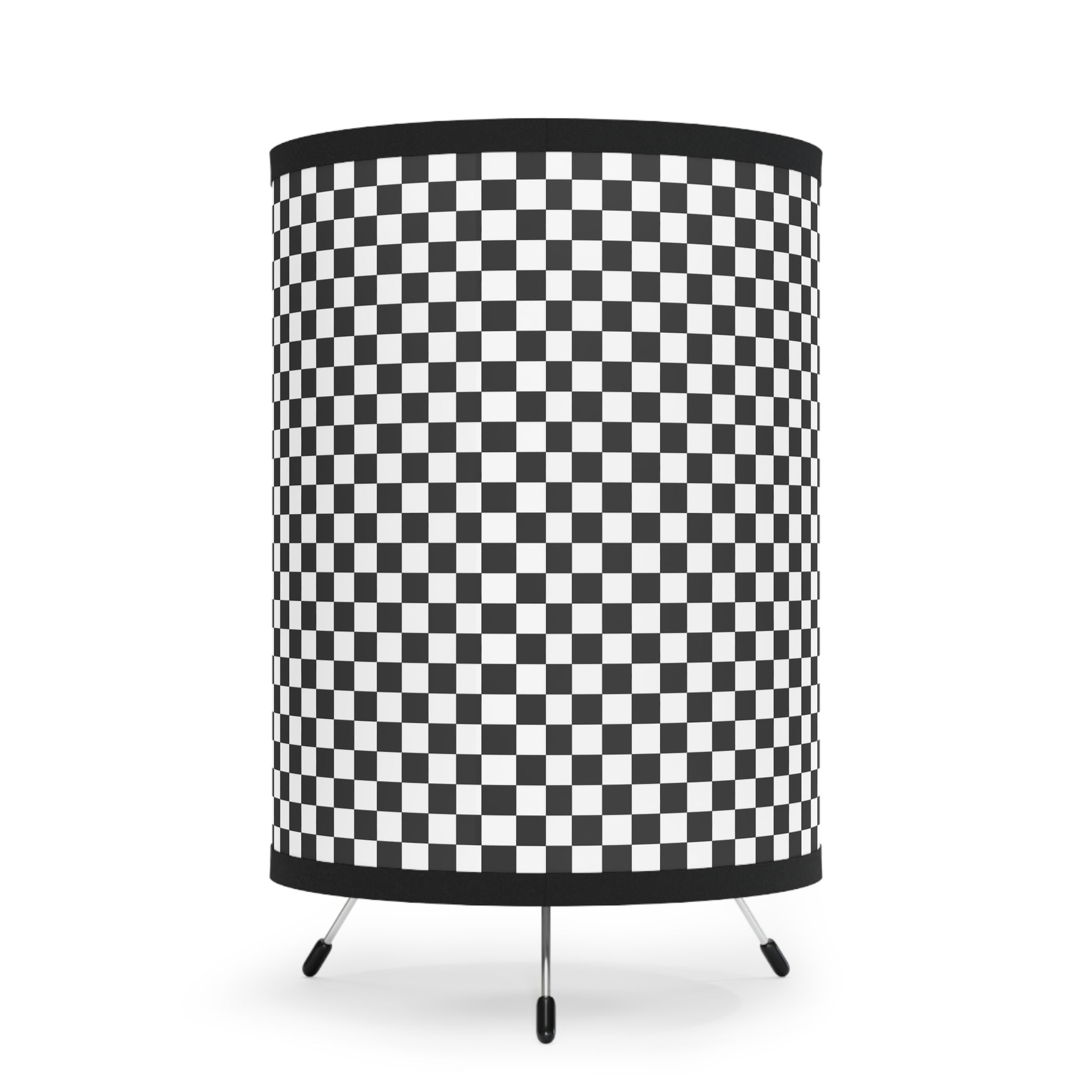 Checkerboard White and Black Tripod Lamp with High-Res Printed Shade, US\CA plug, Artsulli - Art is Long, Life is Short, Home Decor, , , , , , , 