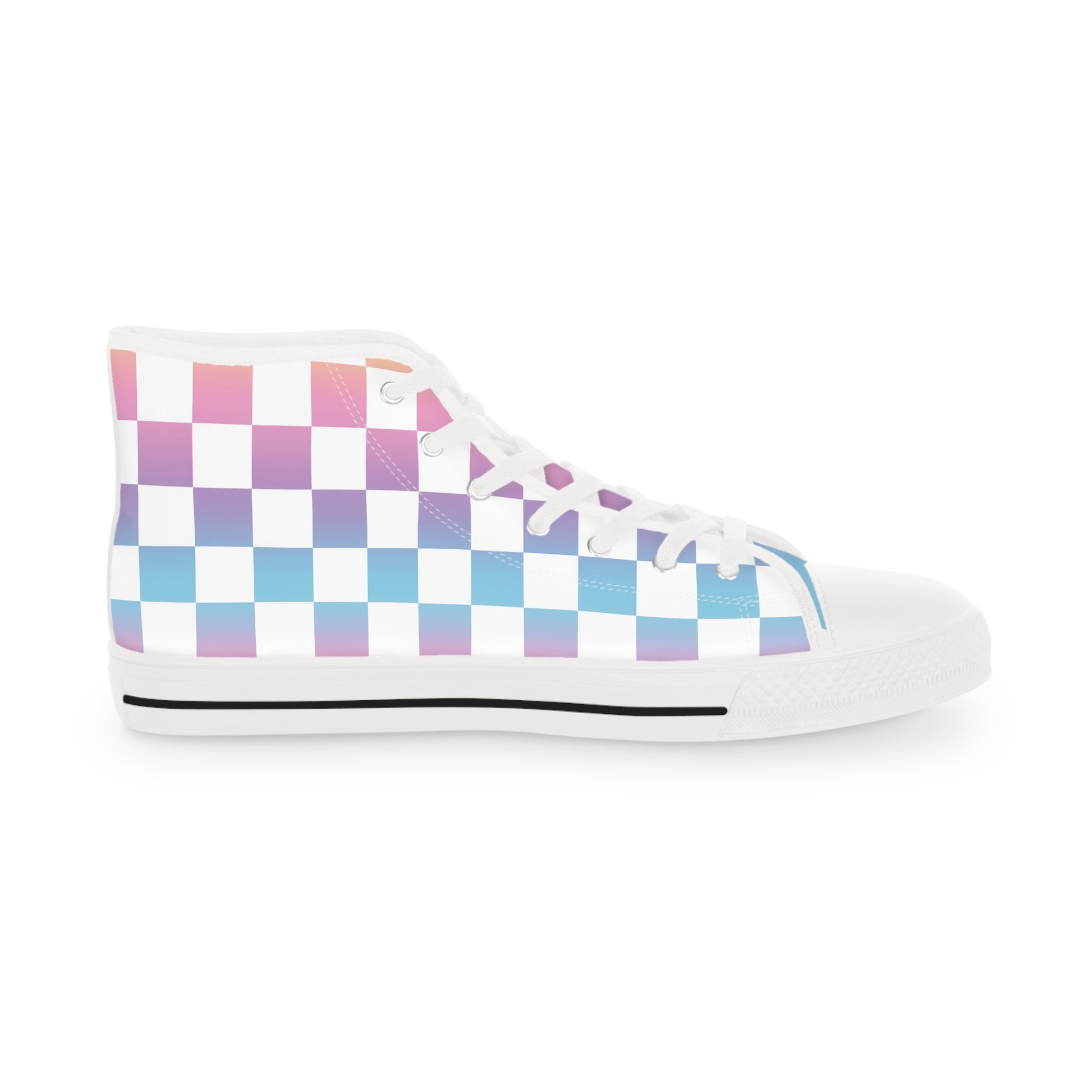 Vaporwave Check Men's High Top Sneakers, Artsulli - Art is Long, Life is Short, Shoes, , , , , , , 
