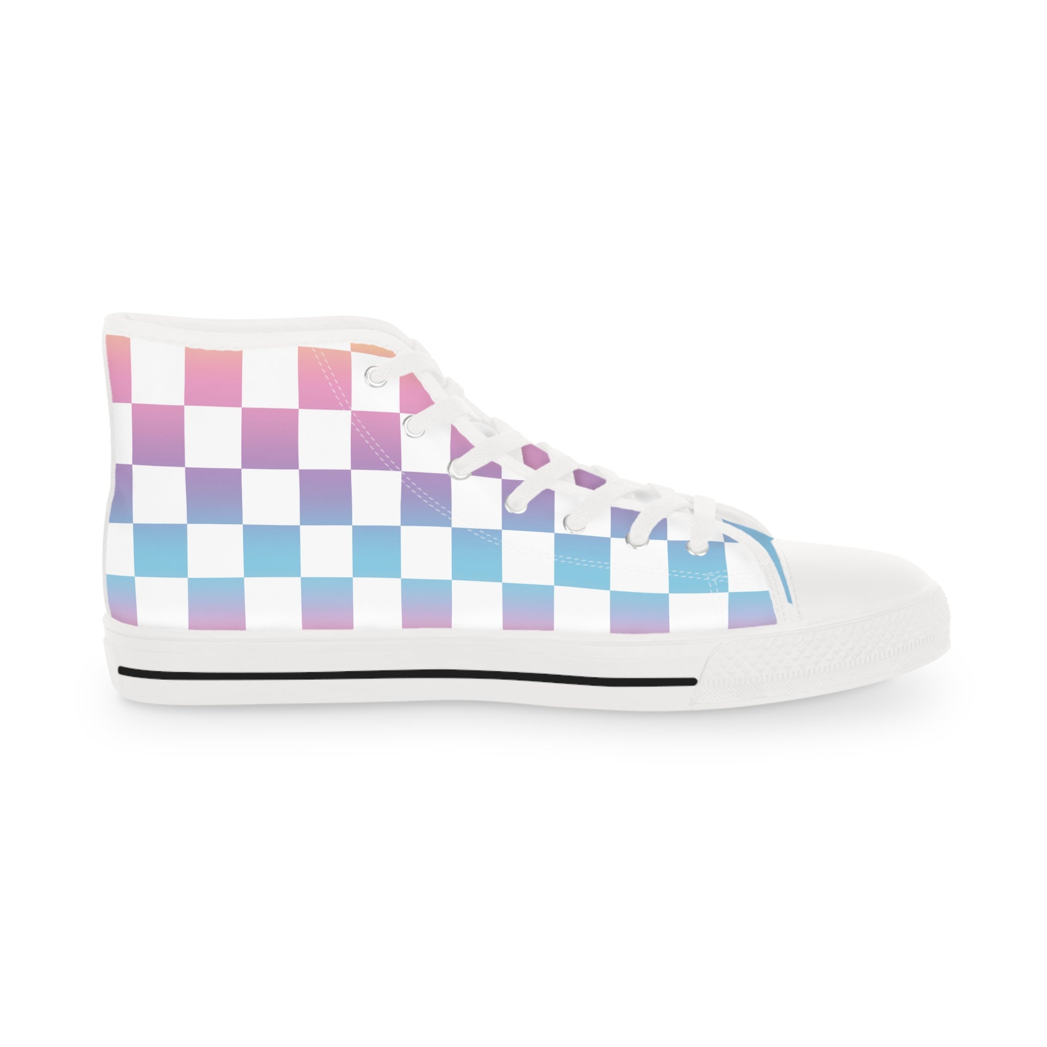 Vaporwave Check Men's High Top Sneakers, Artsulli - Art is Long, Life is Short, Shoes, , , , , , , 
