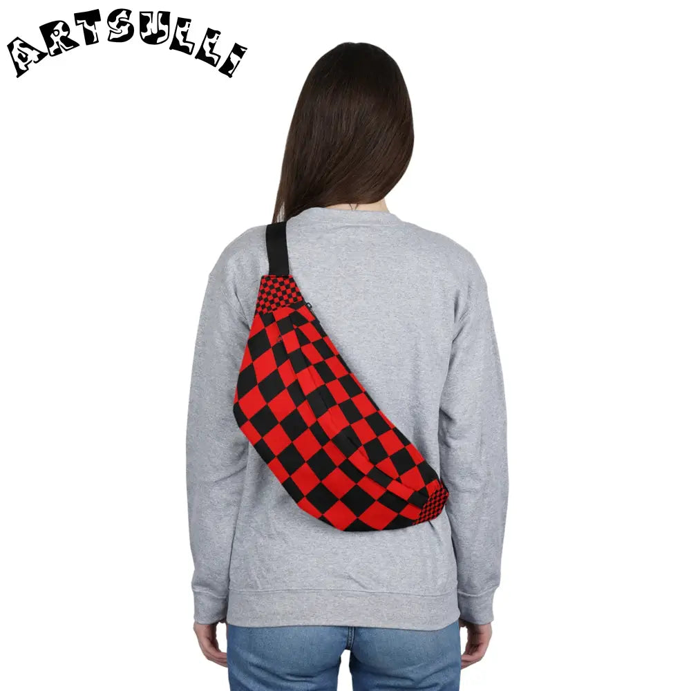 JAKKOUTTHEBXX Checkerboard Red and Black Large Fanny Pack