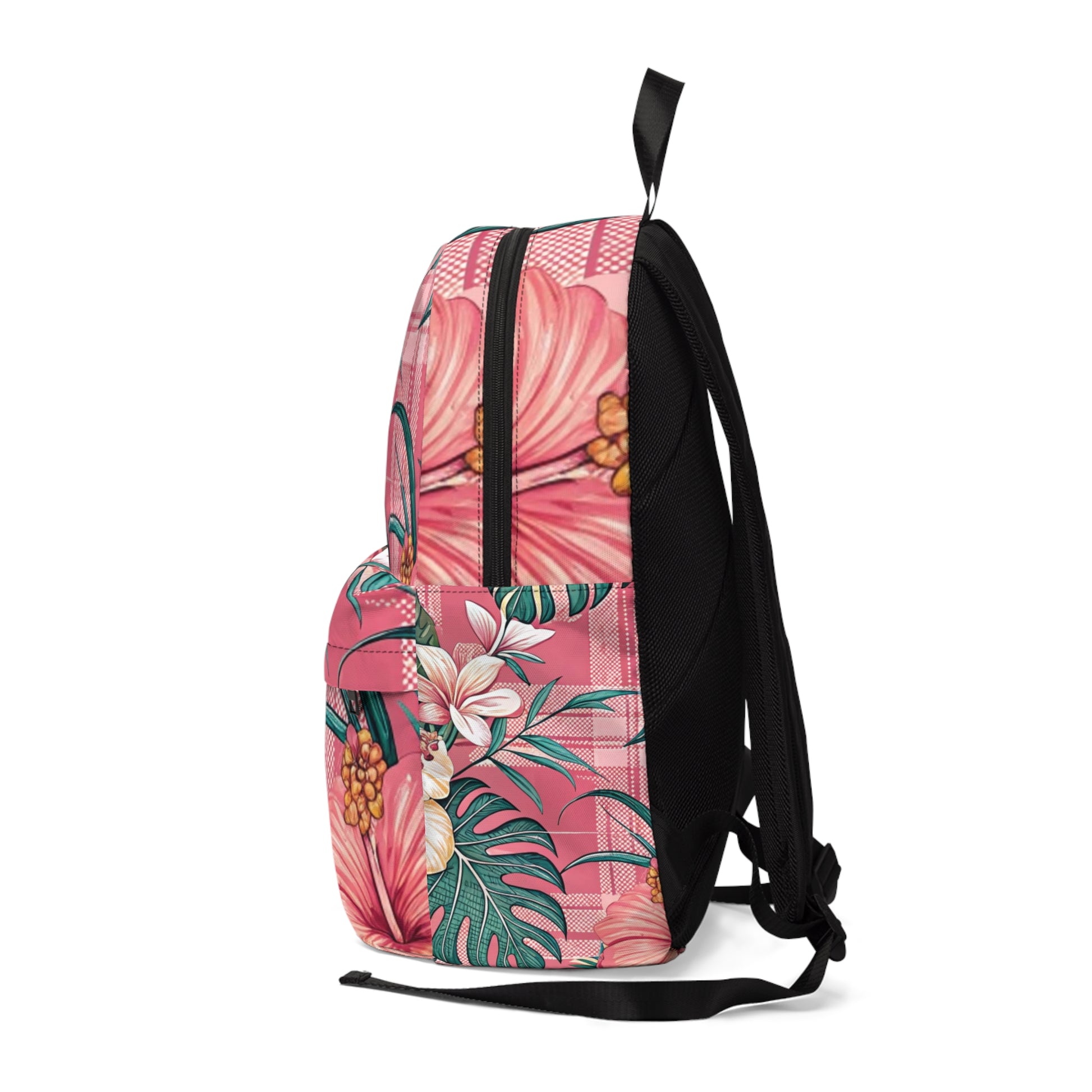 Plaid x Floral Burgundy and Green Unisex Classic Backpack, Artsulli - Art is Long, Life is Short, Bags, , , , , , , 