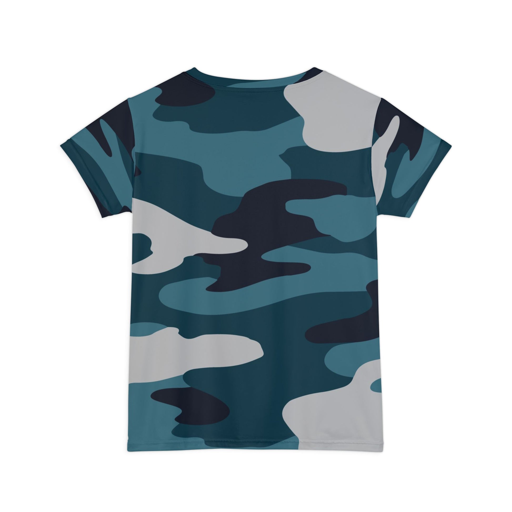 Blue Camouflage Women's Short Sleeve Shirt (AOP), Artsulli - Art is Long, Life is Short, All Over Prints, , , , , , , 
