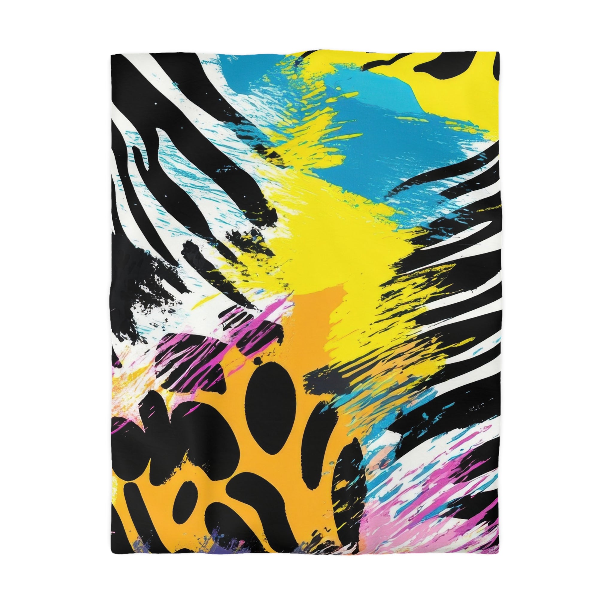 Zebra Stripes x Leapord Print x Paint Splatter Multi-Color Microfiber Duvet Cover, Artsulli - Art is Long, Life is Short, Home Decor, Size, Twin, Color, White, , , 17894806907825