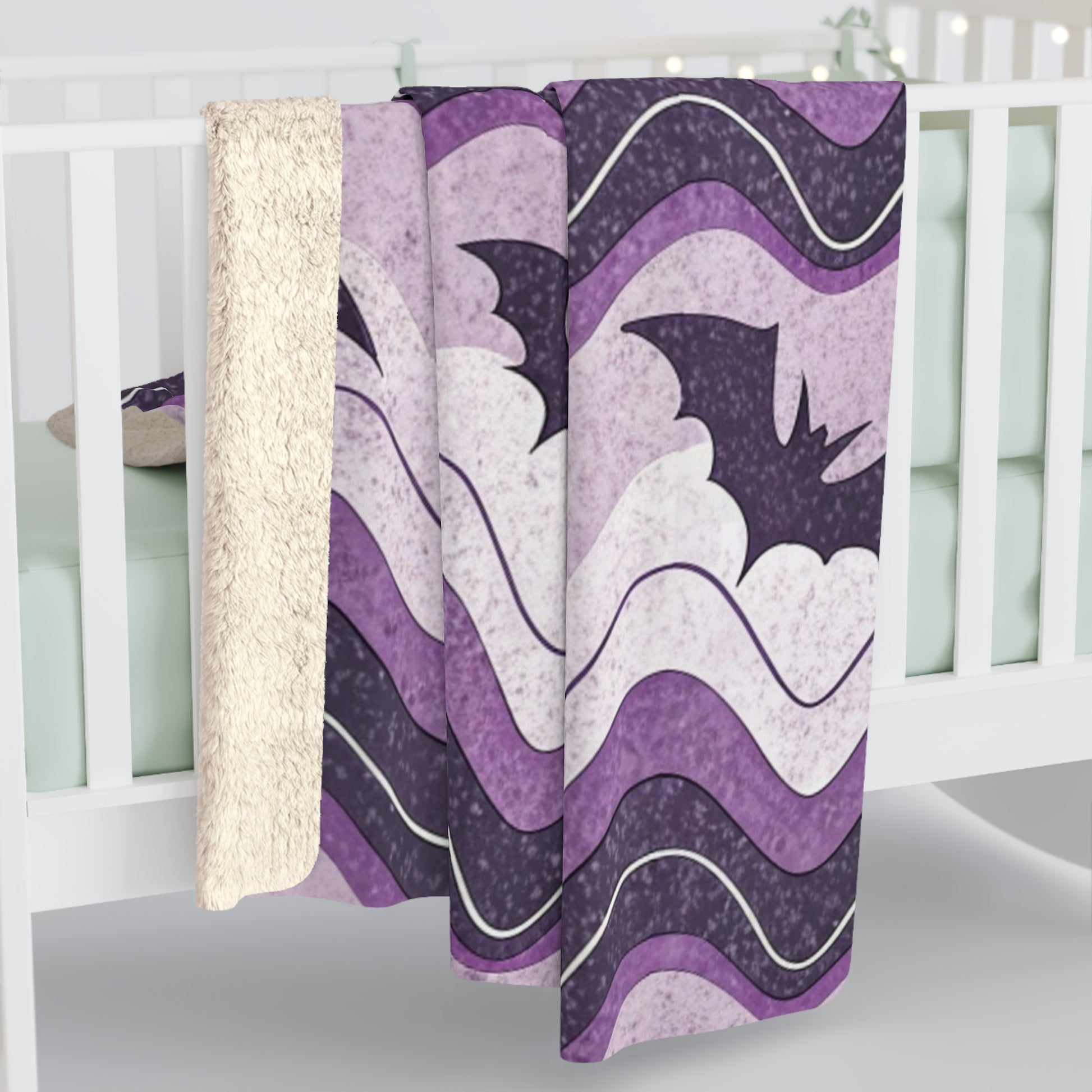 Bat Wave Sherpa Fleece Blanket, Artsulli - Art is Long, Life is Short, Home Decor, , , , , , , 