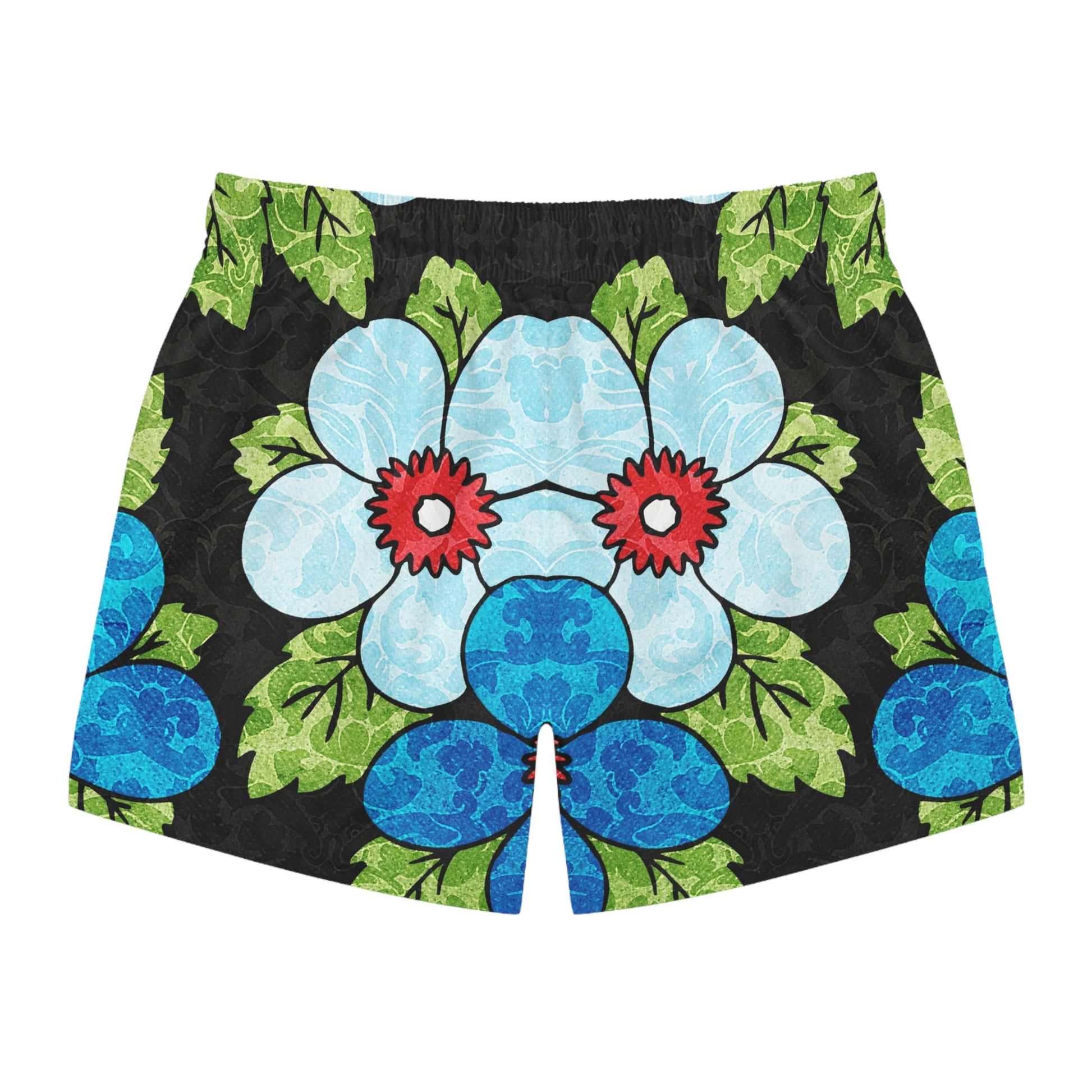 Groovy Black Floral Kl Swim Trunks (AOP), Artsulli - Art is Long, Life is Short, All Over Prints, , , , , , , 