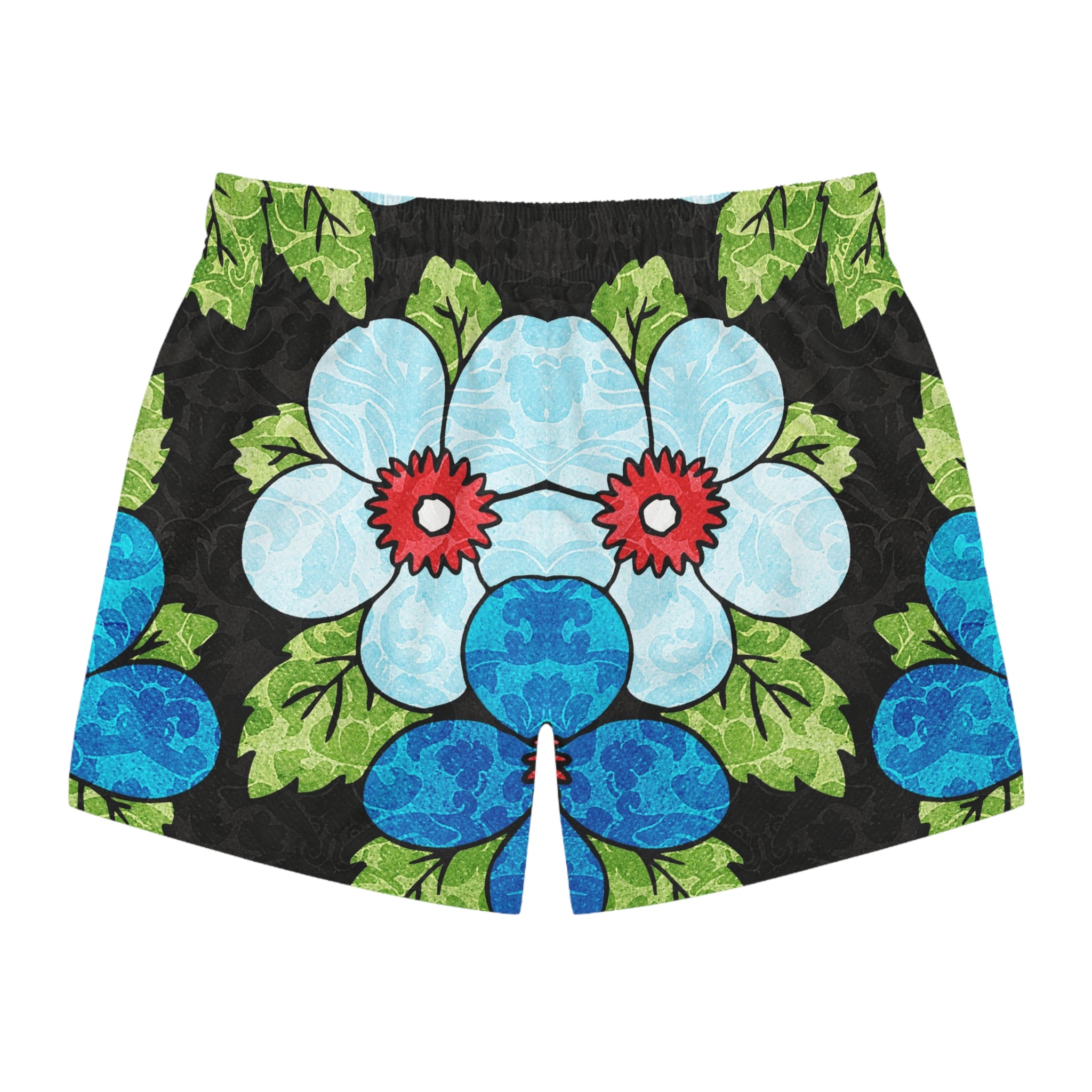 Groovy Black Floral Kl Swim Trunks (AOP), Artsulli - Art is Long, Life is Short, All Over Prints, , , , , , , 