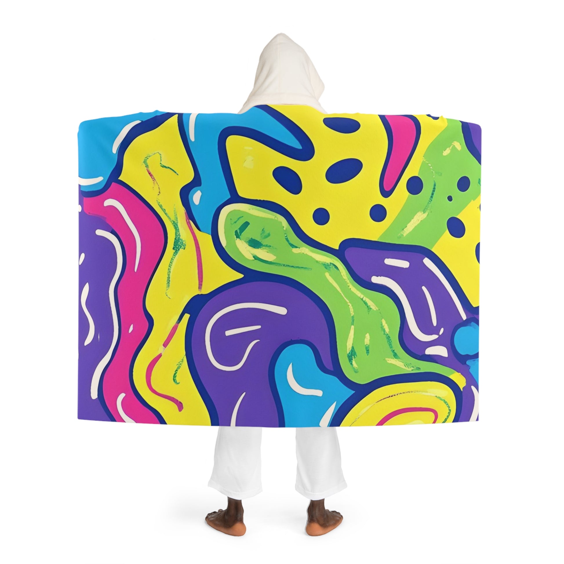 90s Trippy Slime Hooded Sherpa Fleece Blanket, Artsulli - Art is Long, Life is Short, All Over Prints, , , , , , , 