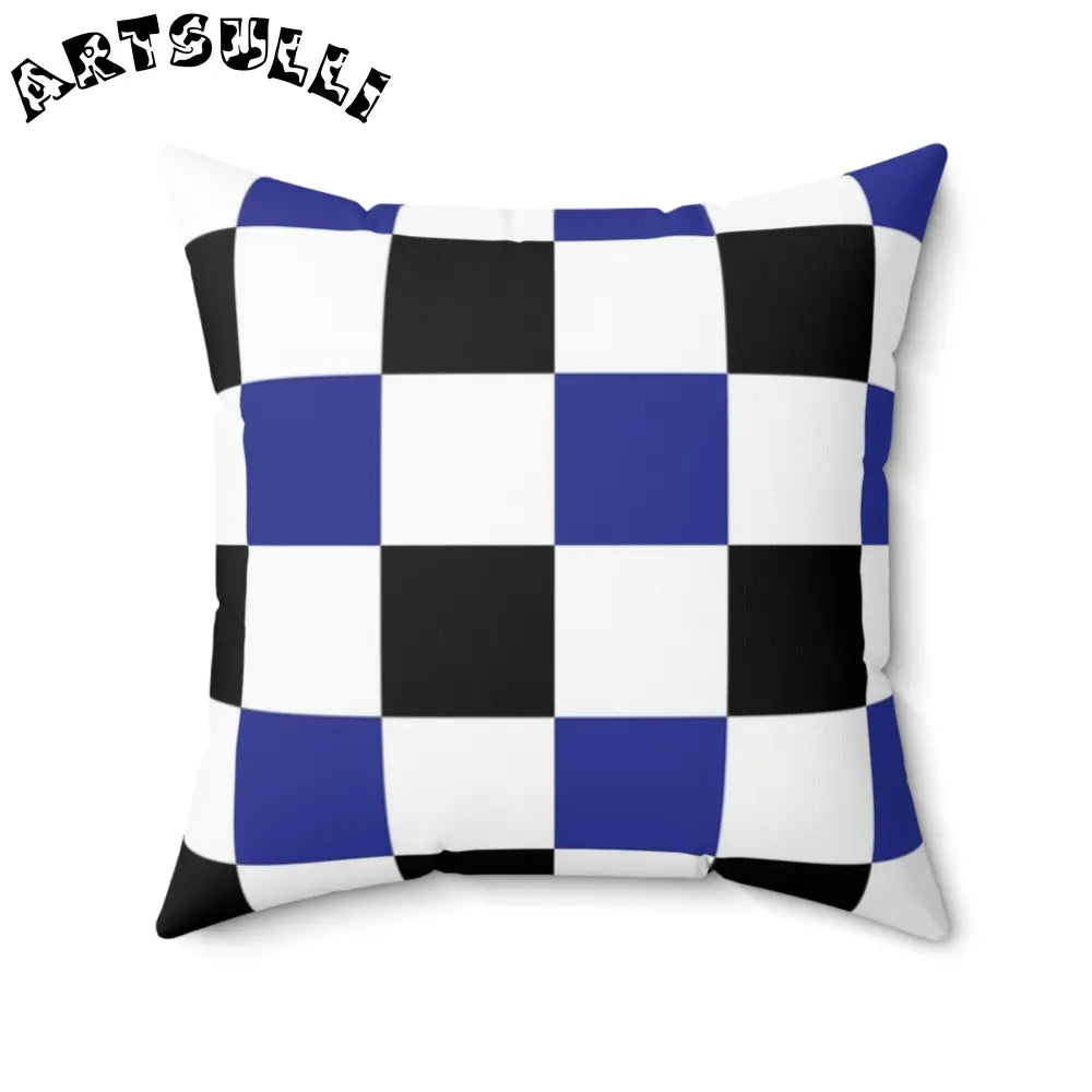 JAKKOUTTHEBXX Checkerboard Blue White and Black Spun Polyester