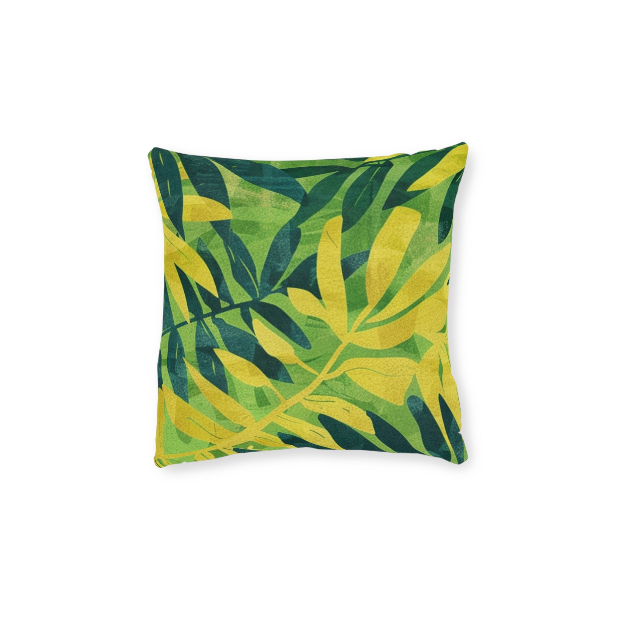 Green Leaf x Yellow Leaf x Tropical x Jungle Square Pillow, Artsulli - Art is Long, Life is Short, Home Decor, Size, 12" × 12", , , , , 17750044106466148837